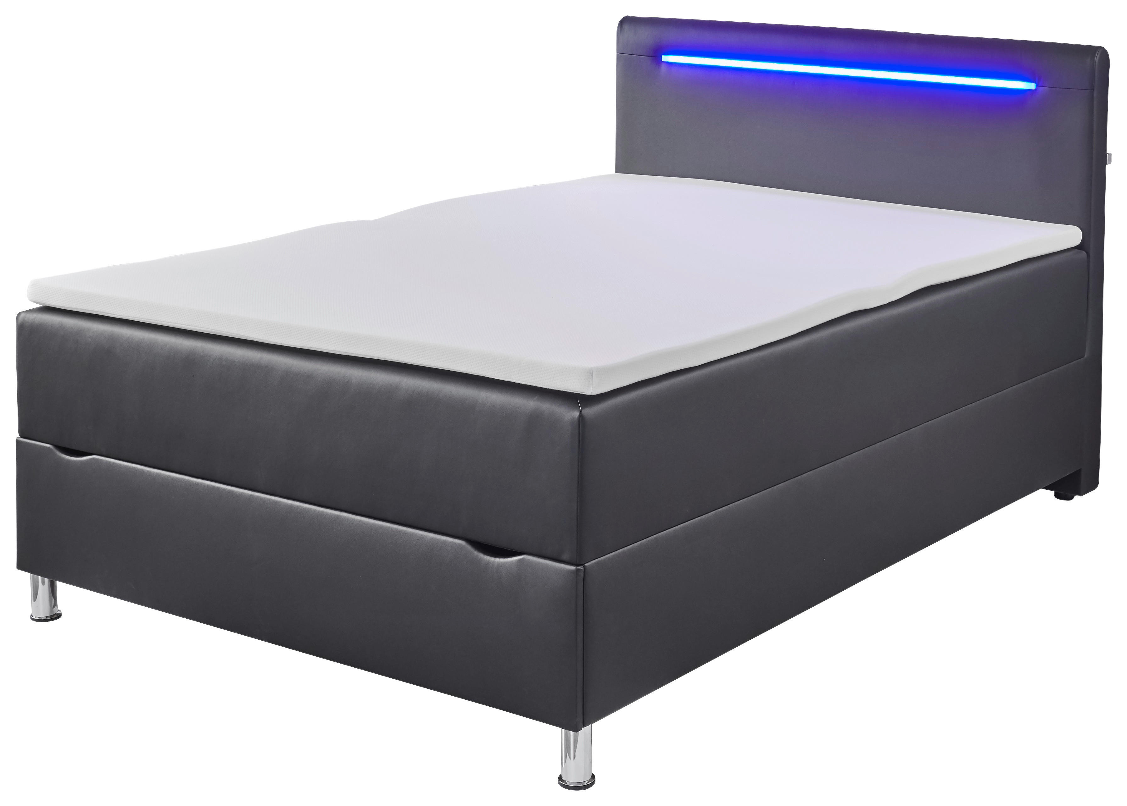 Boxbett Candela schwarz Kunstleder Candela - blau/schwarz (142,00/110,00/208,00cm)