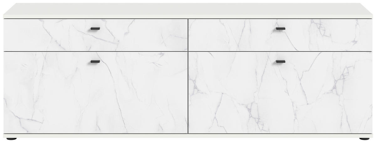 TV-Lowboard Stone weiß Marmoroptik B/H/T: ca. 180x62x41 cm Stone - weiß/Marmoroptik (180,00/62,00/41,00cm)
