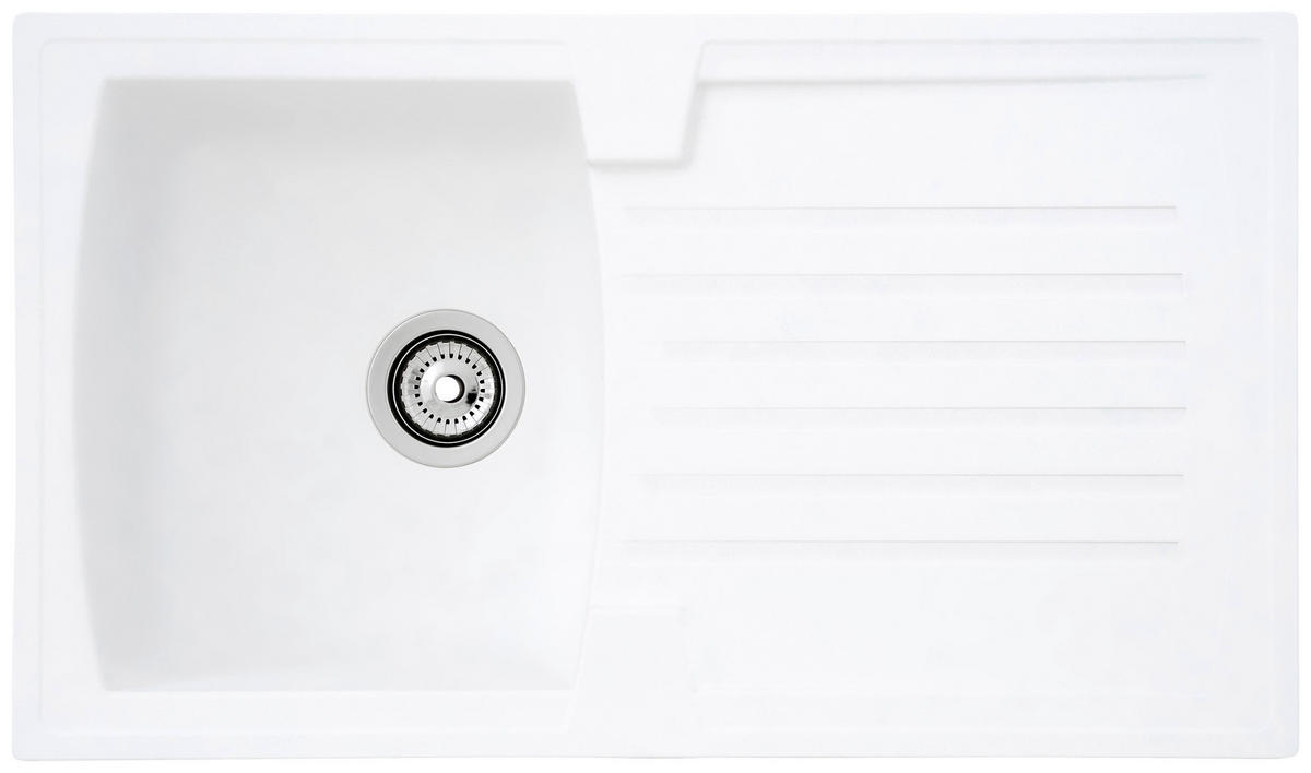 Respekta Einbauspüle Boston 86 x 50 W weiß Mineralite B/H/T: ca. 86x20x50 cm Boston 86 x 50 W - weiß (86,00/20,00/50,00cm) - Respekta