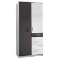 Kleiderschrank Click Alpinweiß Graphit B/H/T: ca. 90x199x58 cm Click - Alpinweiß/Graphit (90,00/199,00/58,00cm)