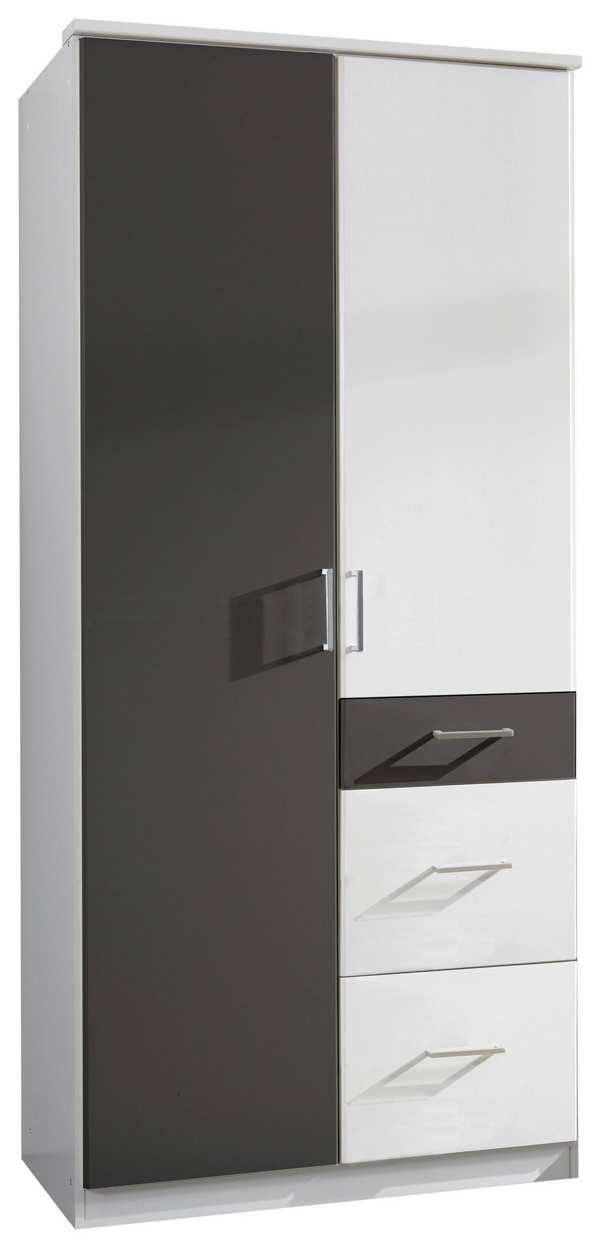 Kleiderschrank Click Alpinweiß Graphit B/H/T: ca. 90x199x58 cm Click - Alpinweiß/Graphit (90,00/199,00/58,00cm)