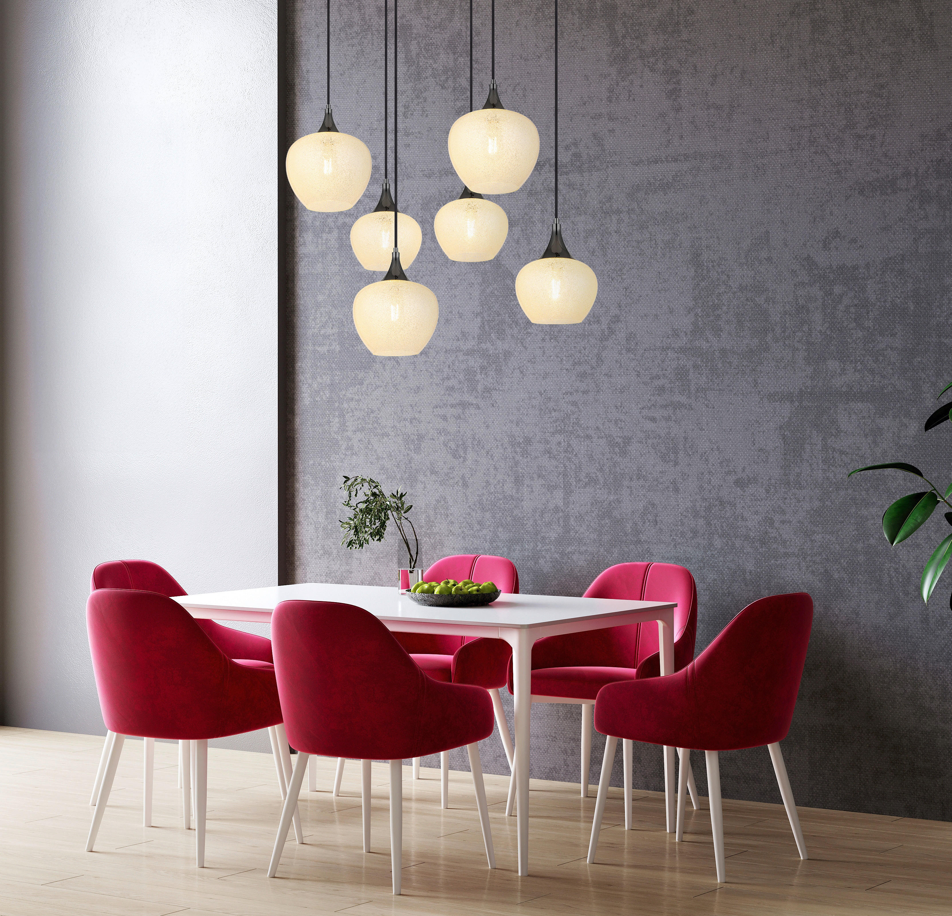 GLOBO Pendelleuchte MAXY 15548-6HK klar Chrom schwarz Metall Acryl B/H/L: ca. 42x120x86 cm E27 6 Brennstellen MAXY - klar/schwarz (86,00/42,00/120,00cm) - GLOBO