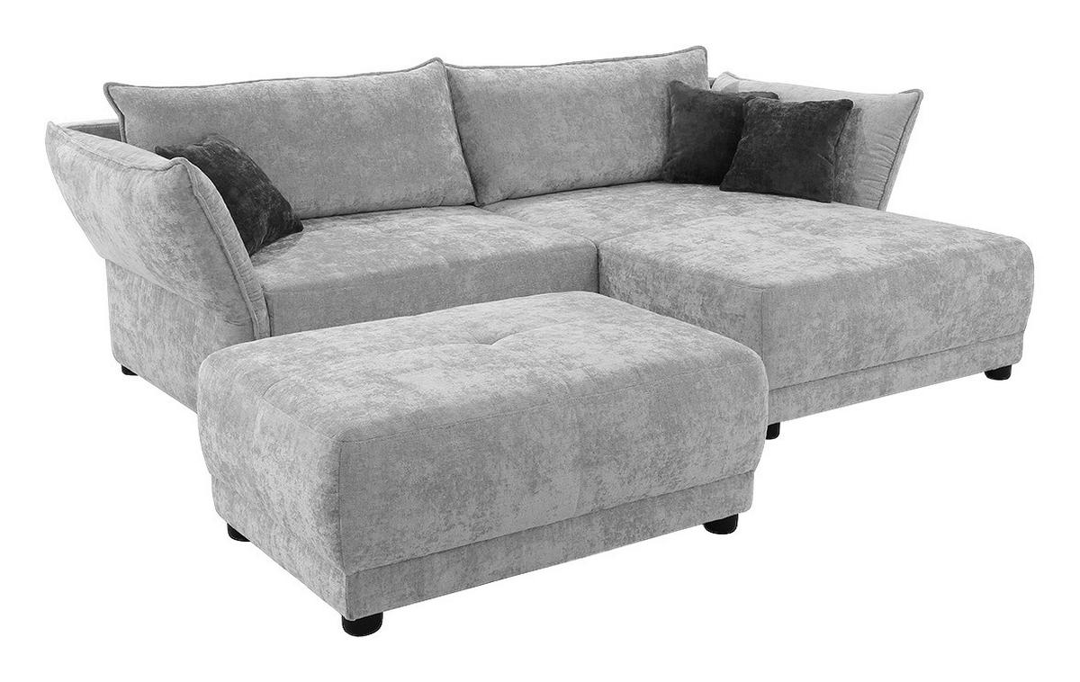 Ecksofa hellgrau Webstoff B/H/T: ca. 279x89x187 cm Loggia_Ecksofa - hellgrau/schwarz (279,00/89,00/187,00cm)