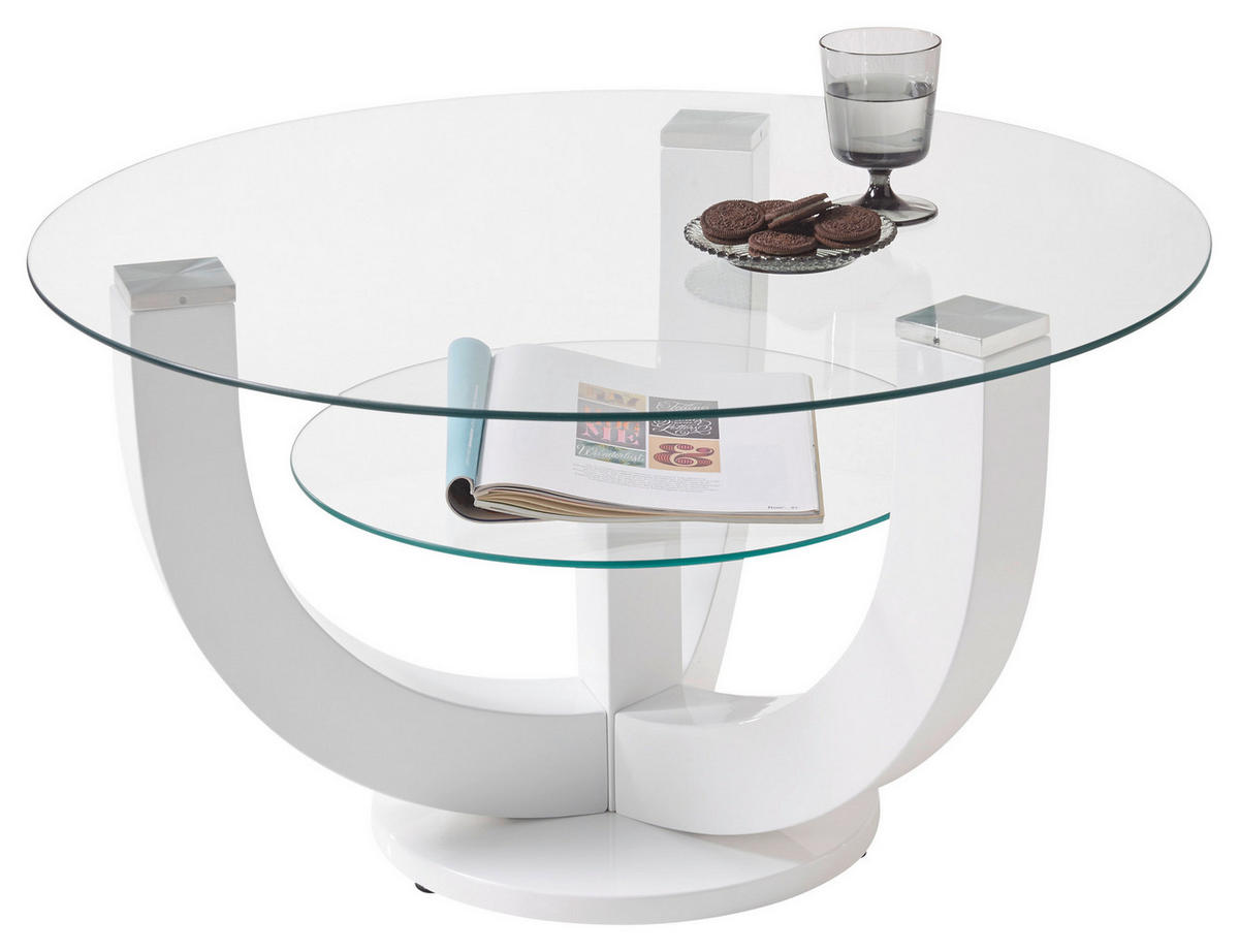 Glascouchtisch Denver weiß glasklar B/H/T: ca. 80x40x80 cm Denver - weiß/glasklar (80,00/40,00/80,00cm)