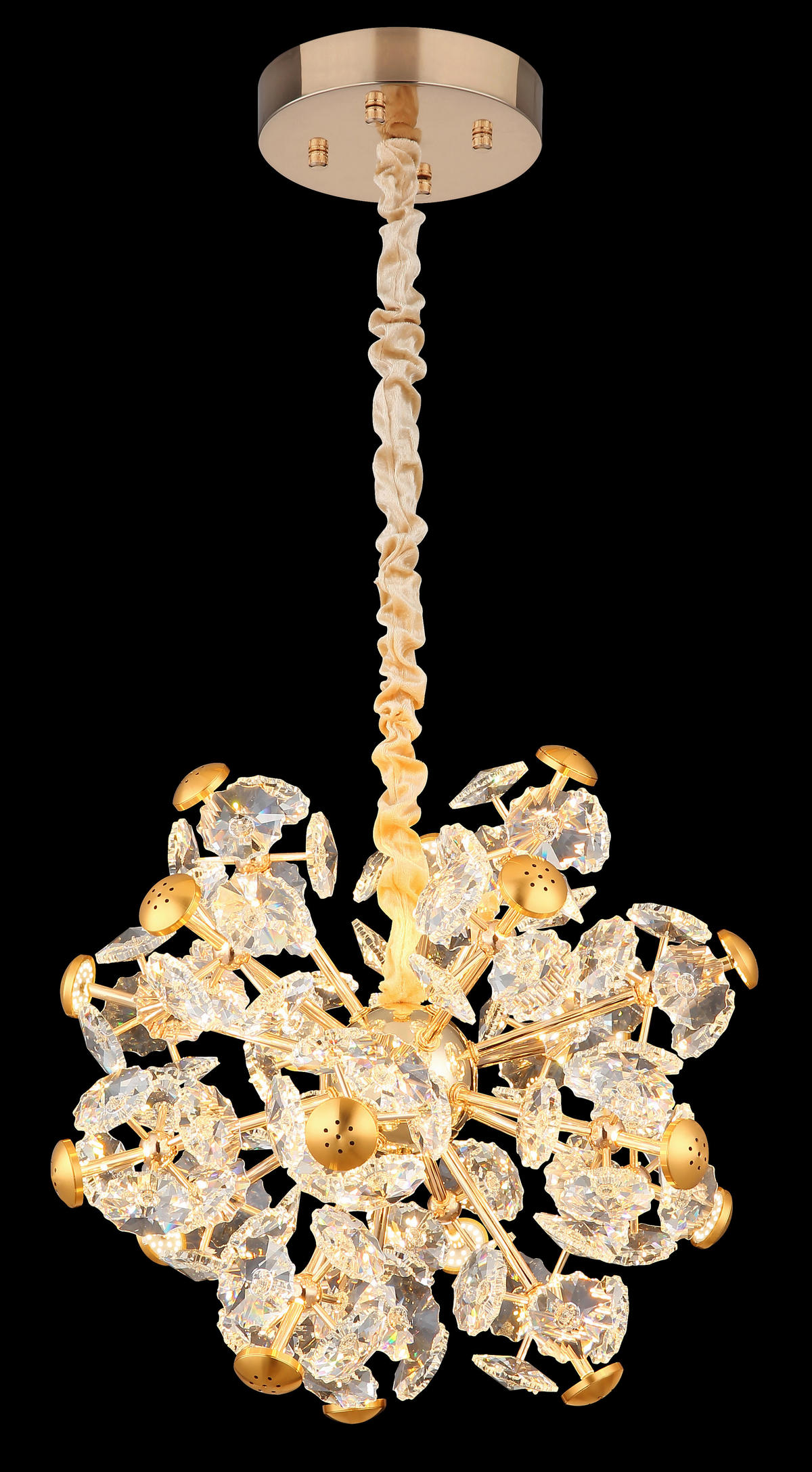 GLOBO Pendelleuchte gold klar Glas Metall H/D: ca. 125x50 cm 1.0 Brennstellen Floriella - gold/klar (50,00/125,00cm) - GLOBO
