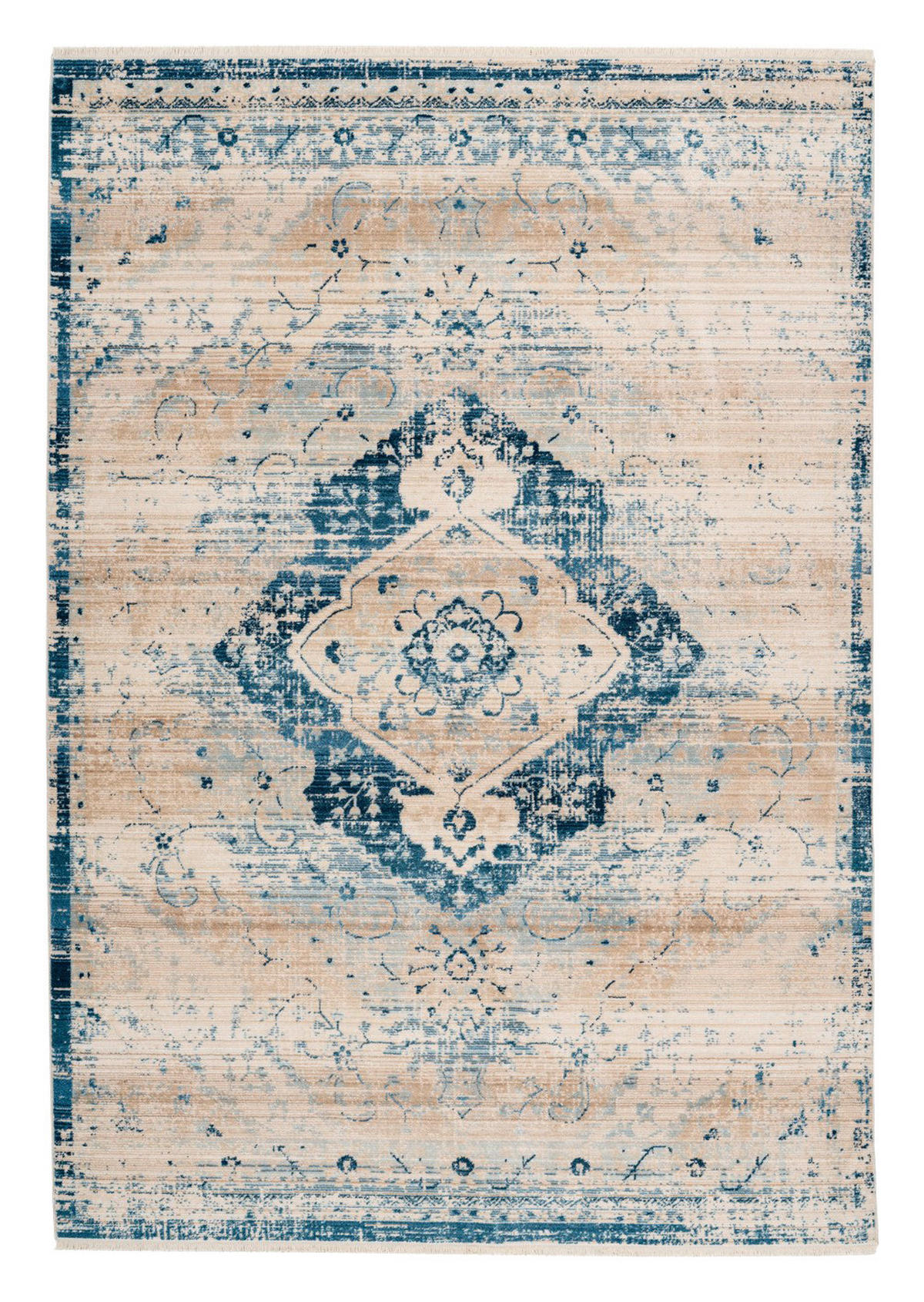 Arte Espina Kurzflorteppich Baroque 525 creme B/H/L: ca. 80x0,5x150 cm Baroque 525 - blau/creme (150,00/80,00/0,50cm) - Arte Espina