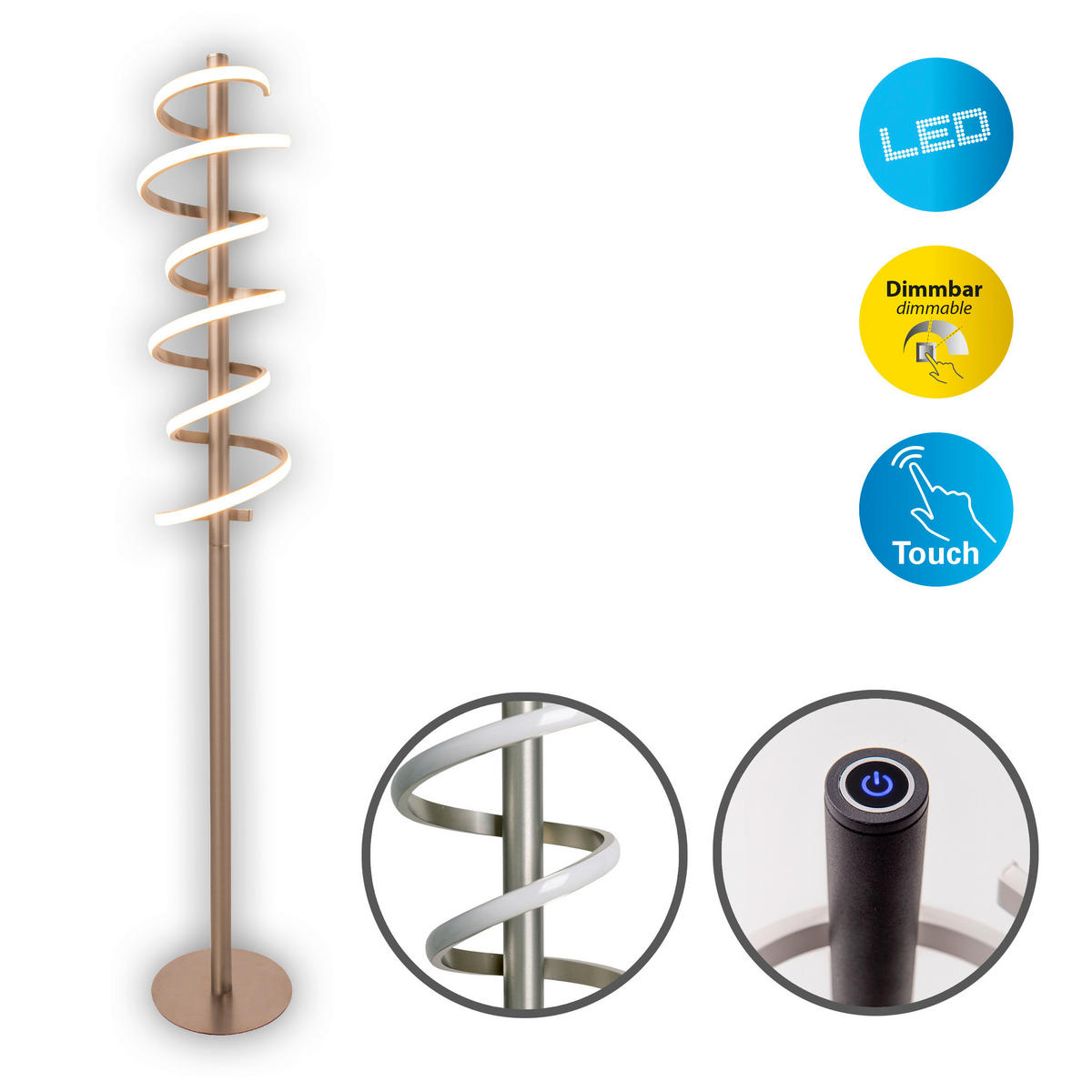 Näve Leuchten LED-Leuchten 2069850 stahlfarbig Metall Kunststoff B/H/T: ca. 22x140x22 cm 1 Brennstellen Belleza - stahlfarbig (22,00/140,00/22,00cm) - Näve Leuchten