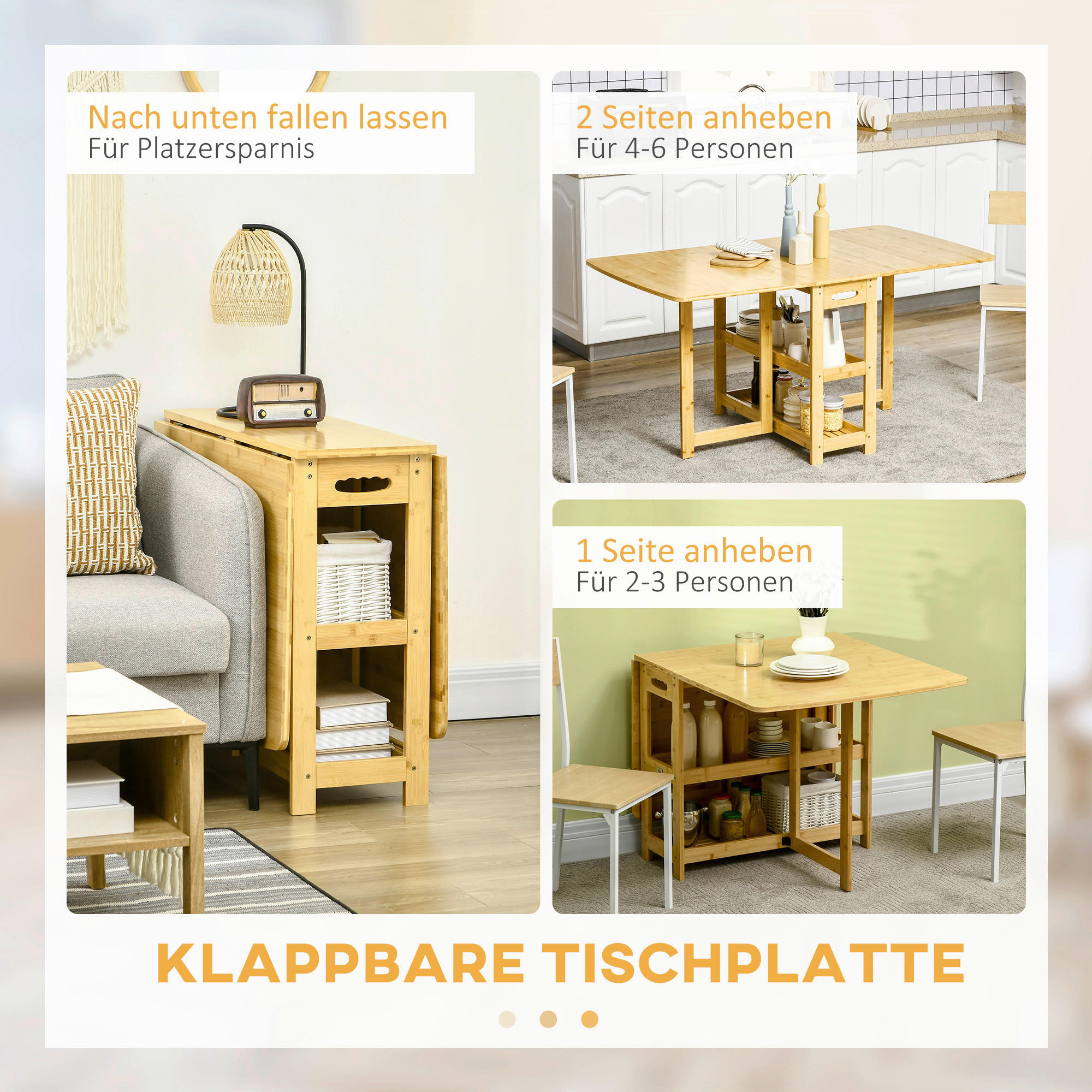 HOMCOM Klapptisch natur Bambus B/H/L: ca. 80x149,5x73,5 cm Klapptisch - natur (73,50/80,00/149,50cm) - HOMCOM