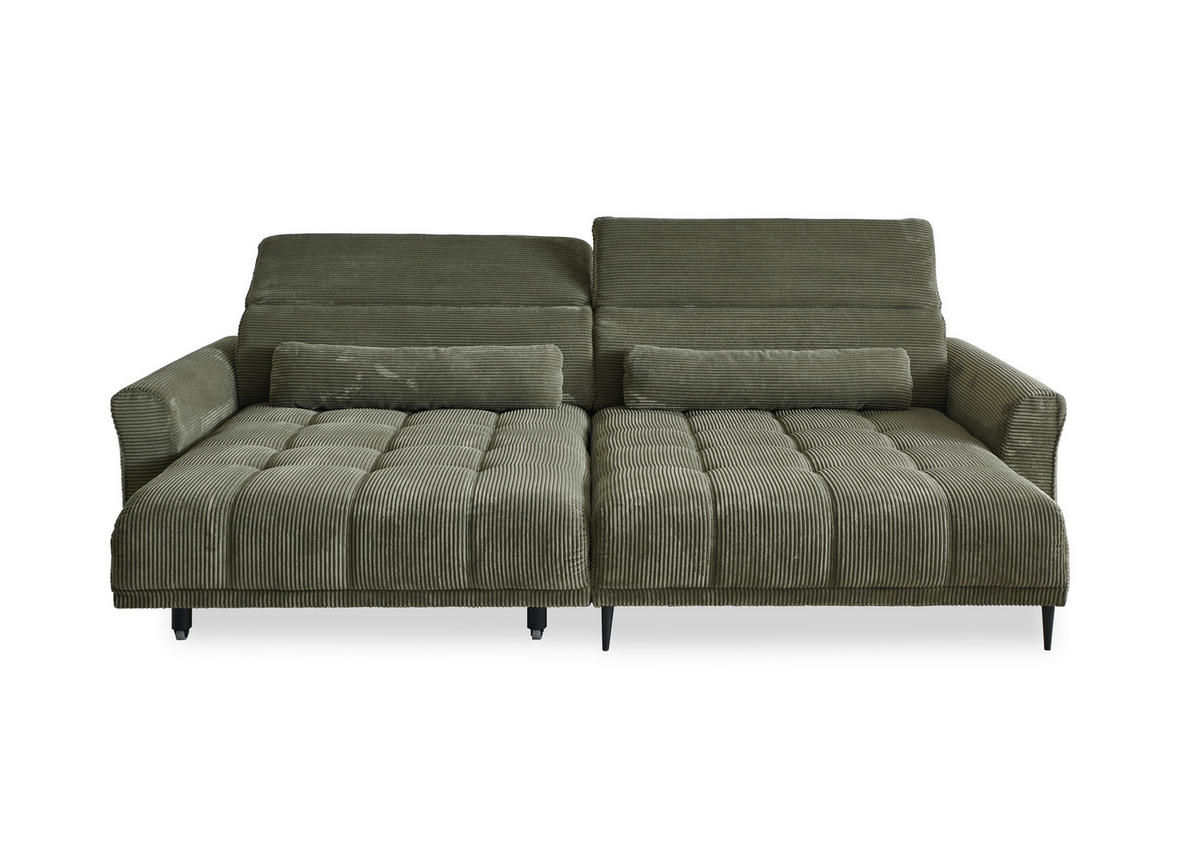Ecksofa mit elektrischer XXL Sitztiefenverstellung grün Microfaser B/H/T: ca. 277x108x179 cm Logan_Type_004_Ecksofa - schwarz/grün (277,00/108,00/179,00cm)