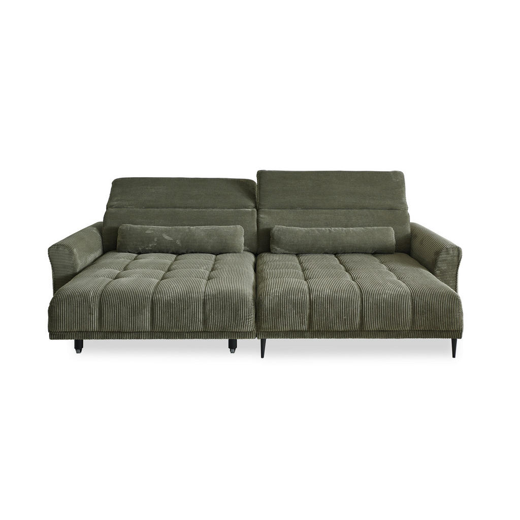 Thumbnail - Ecksofa mit elektrischer XXL Sitztiefenverstellung grün Microfaser B/H/T: ca. 277x108x179 cm