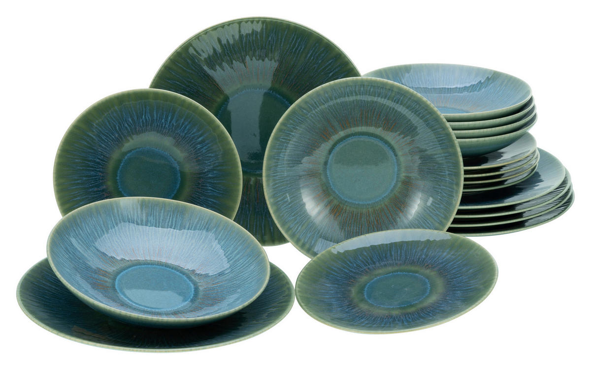 CreaTable Tafelservice Sea Breeze grün Steinzeug 18 tlg. Sea Breeze - grün - CreaTable