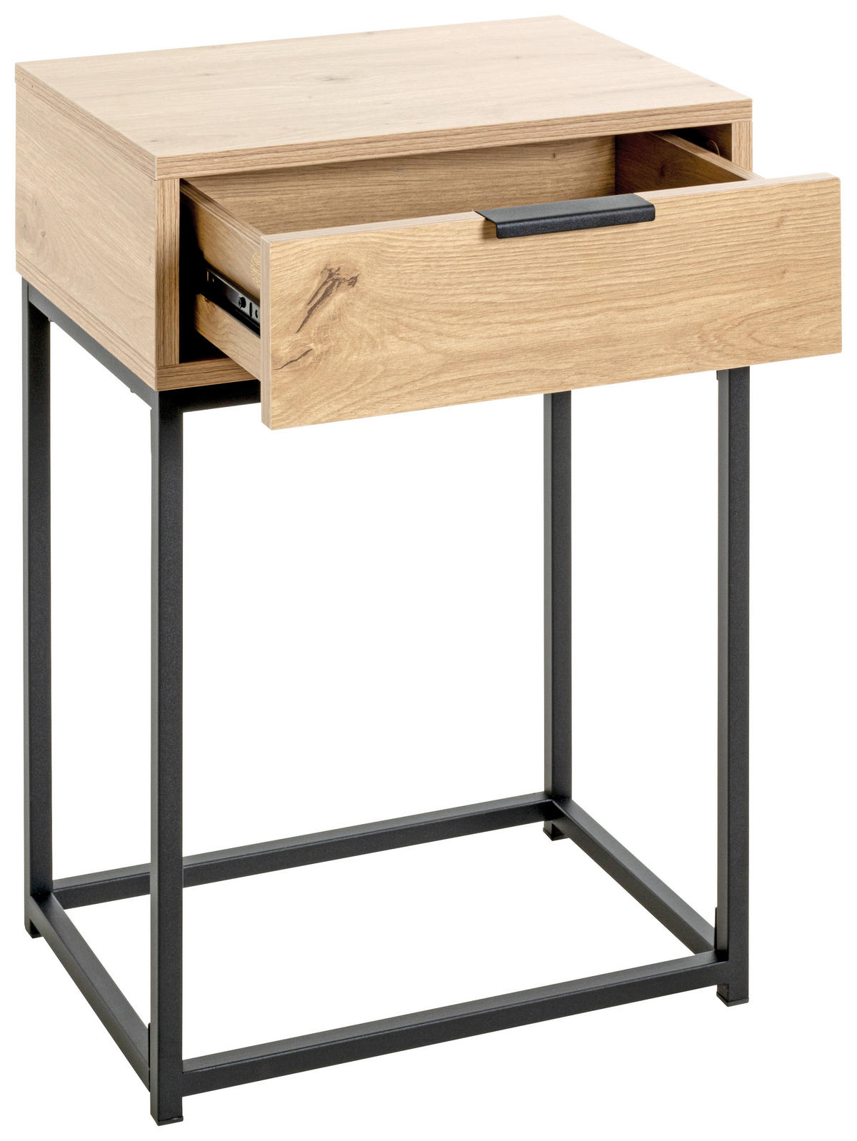 Beistelltisch  Eiche hell Nachbildung schwarz B/H/T: ca. 40x60x28 cm Malmö_Beistelltisch 52483 - Eiche/schwarz (40,00/60,00/28,00cm)