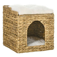 PawHut Katzen-Zubehör braun Polypropylen B/H/L: ca. 37,5x37,5x41,5 cm Rattan_Katzenhaus - braun (41,50/37,50/37,50cm) - PawHut