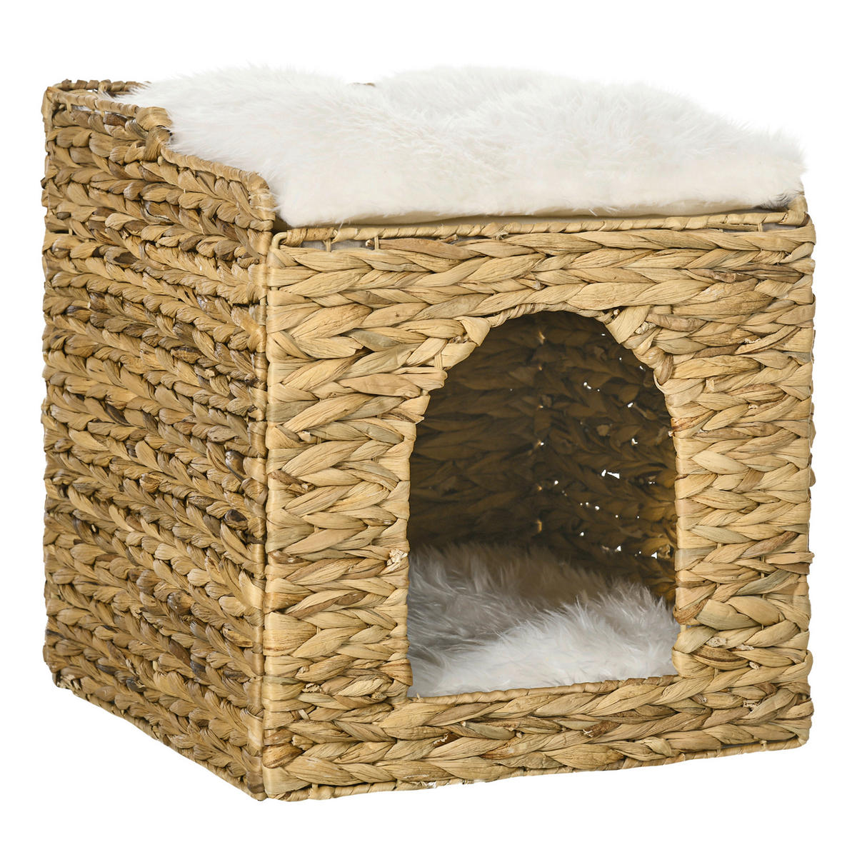 PawHut Katzen-Zubehör braun Polypropylen B/H/L: ca. 37,5x37,5x41,5 cm Rattan_Katzenhaus - braun (41,50/37,50/37,50cm) - PawHut