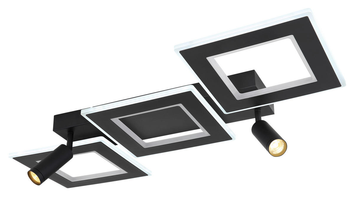 GLOBO Deckenleuchte schwarz Opal Metall Acryl B/H/L: ca. 56x11,5x82 cm 2 Brennstellen Marian - schwarz/Opal (82,00/56,00/11,50cm) - GLOBO