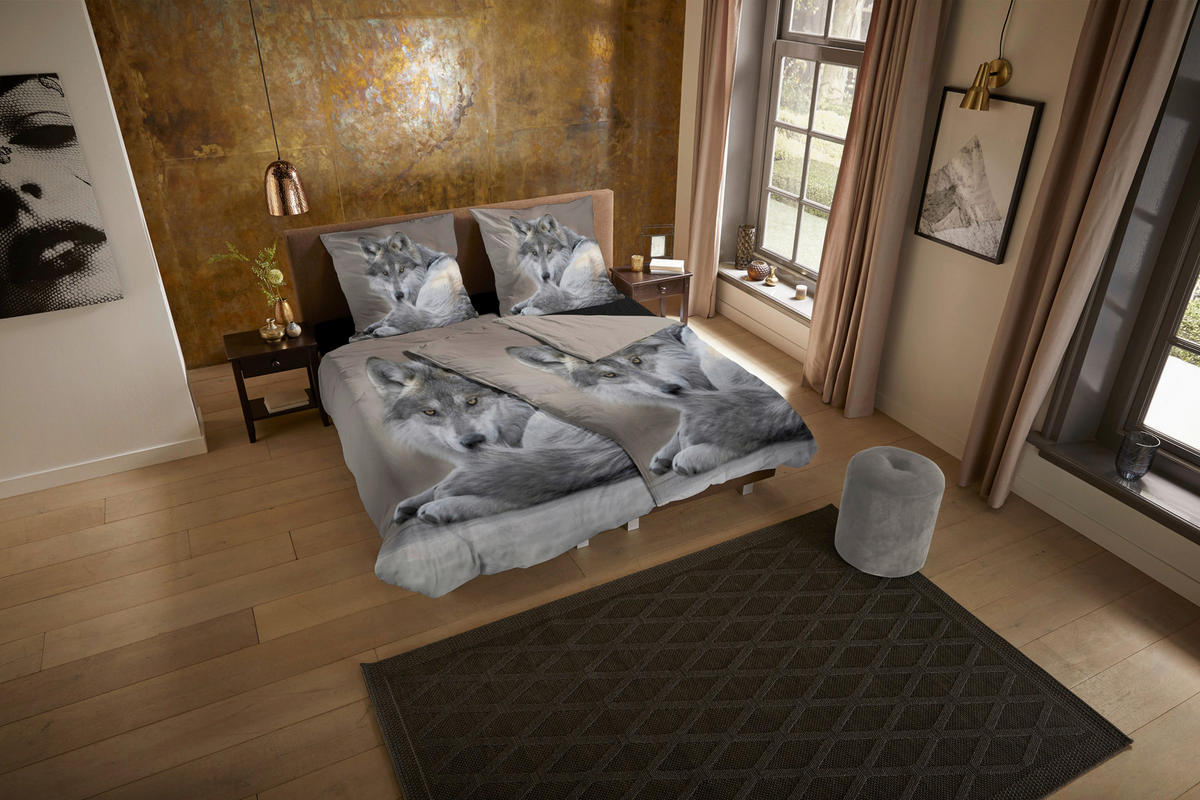 Bettwäsche Wolf taupe Polyester B/L: ca. 135x200 cm Wolf - taupe (135,00/200,00cm) - Pure