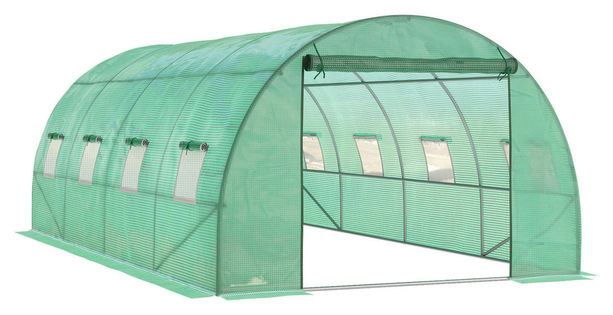 Outsunny Foliengewächshaus B/H/L: ca. 300x200x590 cm Foliengewächshaus - grün (590,00/300,00/200,00cm) - Outsunny