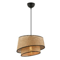 Opviq Pendelleuchte schwarz beige Stoff Metall B/H/L: ca. 32x65x32 cm E27 1 Brennstellen Barette Hazeran - beige/schwarz (32,00/32,00/65,00cm) - Opviq