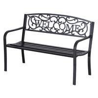 Outsunny Gartenbank schwarz Eisen B/H/L: ca. 60x85x126 cm Gartenbank - schwarz (126,00/60,00/85,00cm) - Outsunny