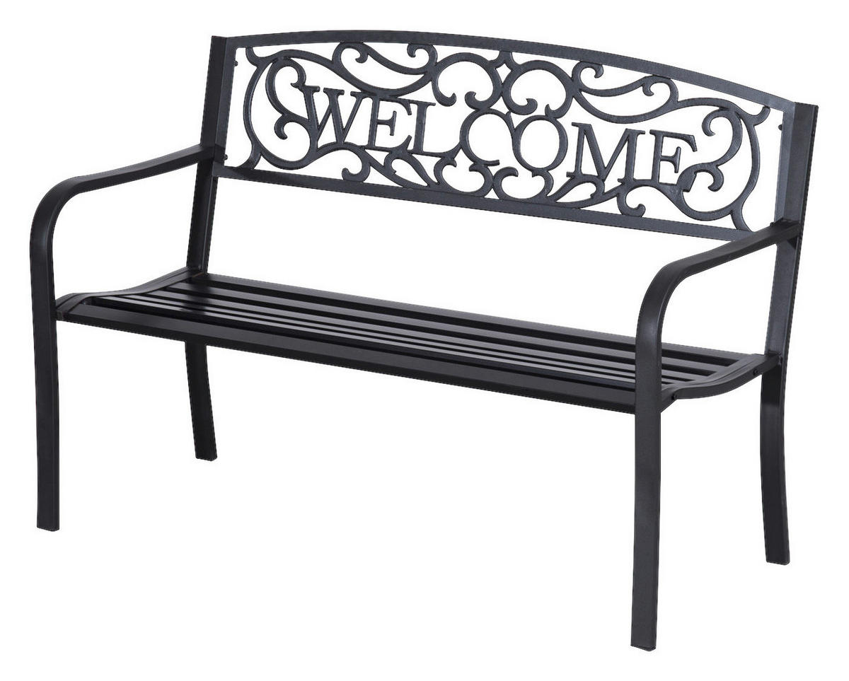 Outsunny Gartenbank schwarz Eisen B/H/L: ca. 60x85x126 cm Gartenbank - schwarz (126,00/60,00/85,00cm) - Outsunny