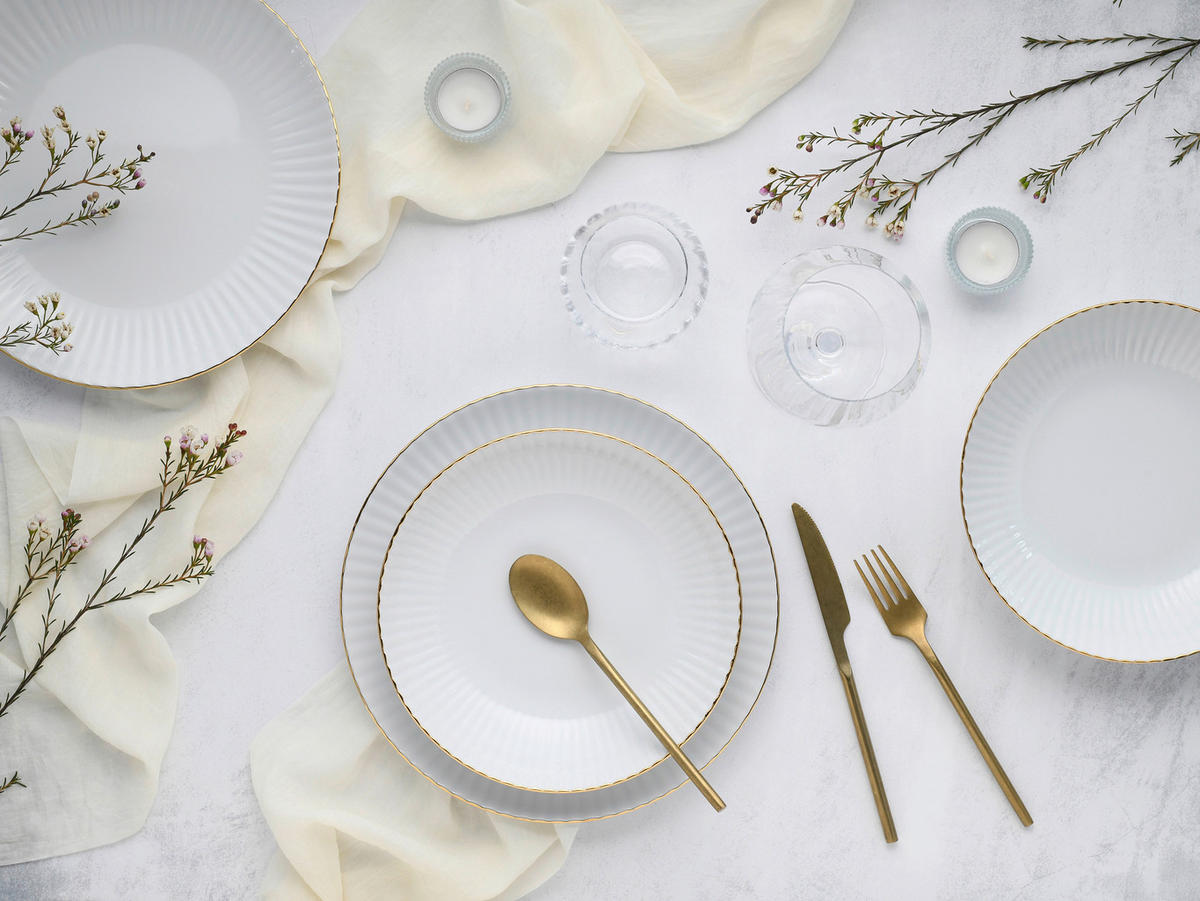 CreaTable Tafelservice Allegra Goldband Allegra Goldband - gold/weiß - CreaTable