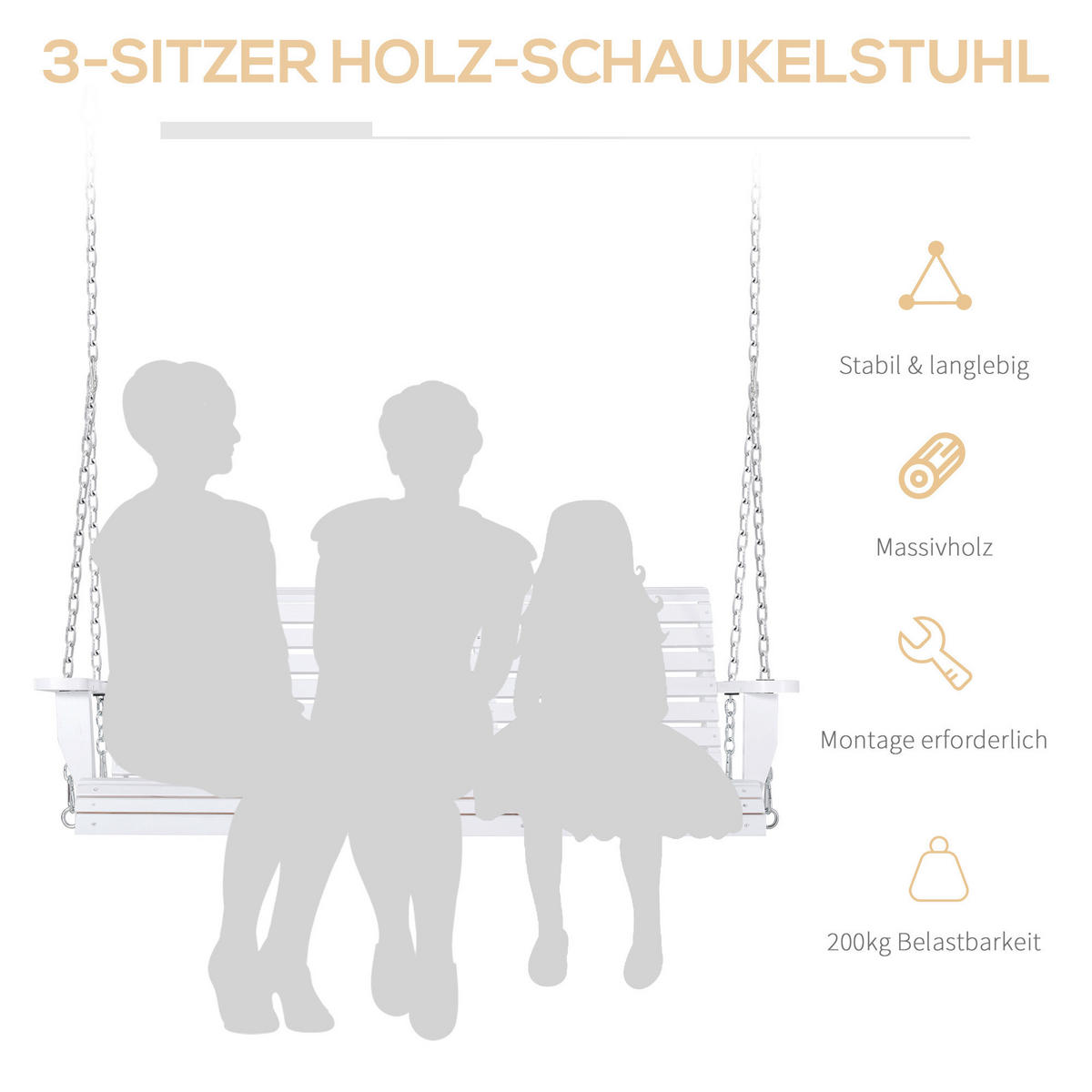 Outsunny Hängebank Hängebank - bunt (150,00/75,00/53,00cm) - Outsunny