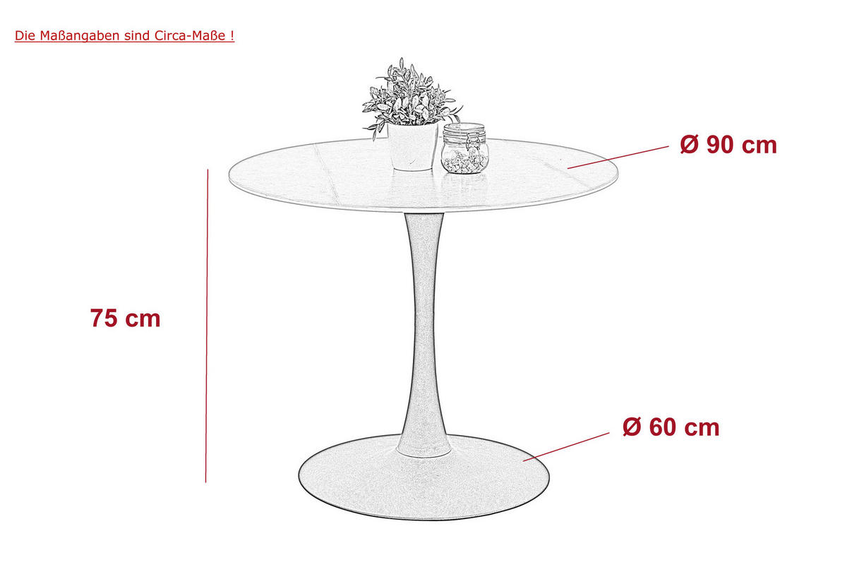 Esstisch Paola I Marmoroptik grau anthrazit H/D: ca. 75x90 cm Paola I - Marmoroptik/anthrazit (90,00/75,00cm) - Hela