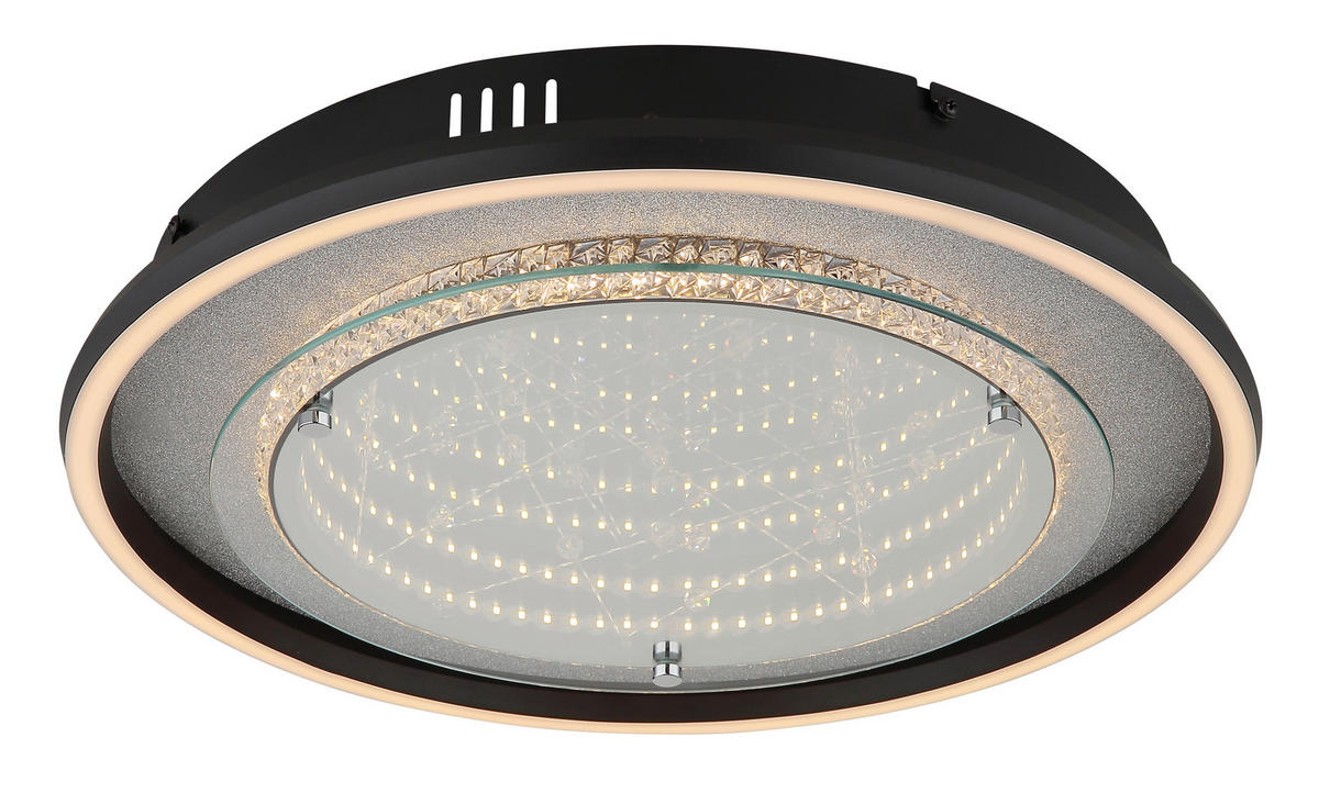 GLOBO Deckenleuchte silber klar schwarz Aluminium Glas Kunststoff H/D: ca. 6,8x40 cm 1 Brennstellen Mirrora - klar/schwarz (40,00/6,80cm) - GLOBO