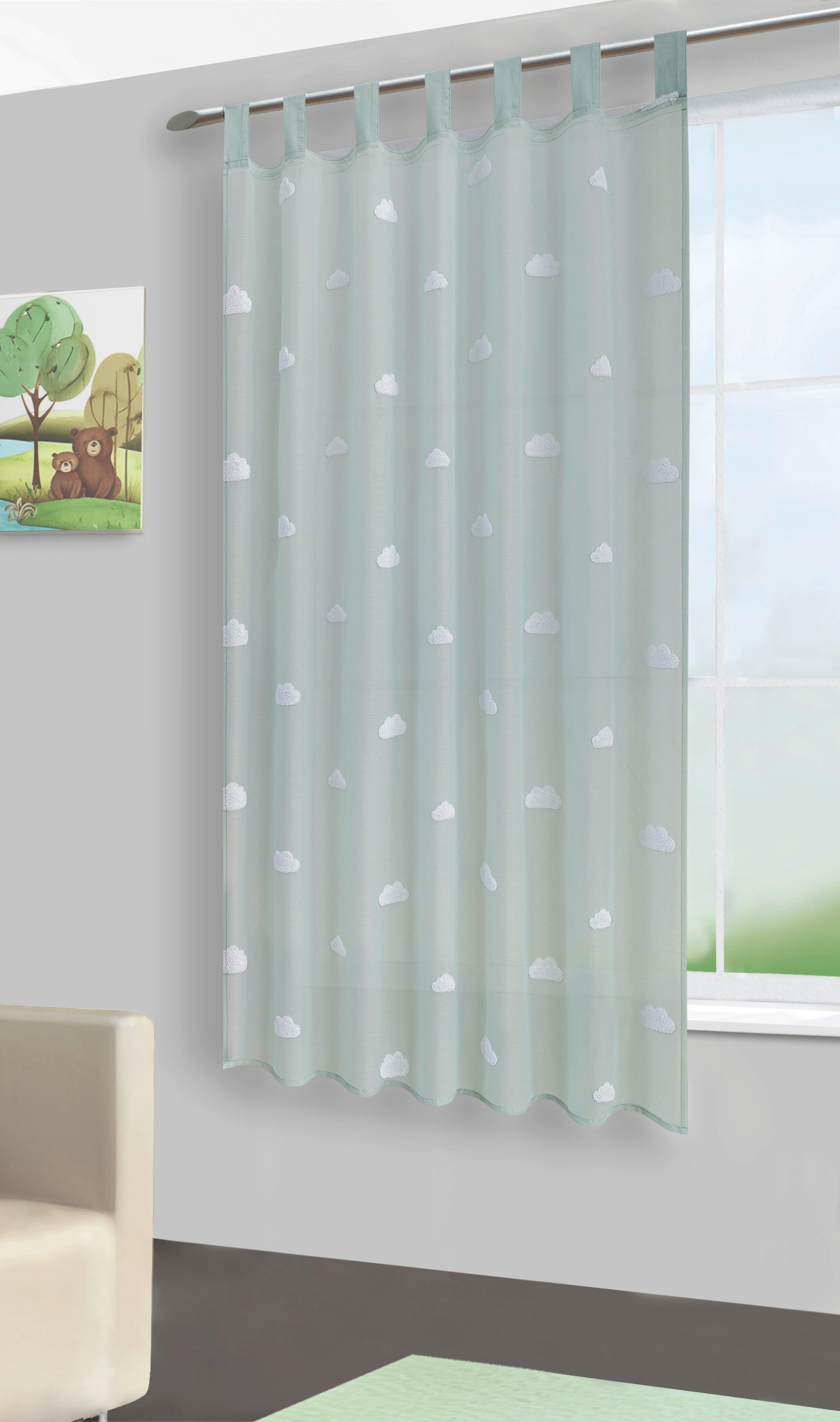 Thumbnail - POCOline Kombivorhang Clouds salbei B/L: ca. 140x175 cm