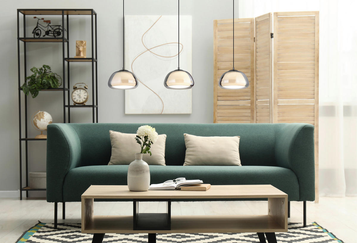 GLOBO Hängeleuchte Chrom schwarz Glas Metall B/H/L: ca. 36x21x101 cm Hängeleuchte-Avila - schwarz/Chrom (101,00/36,00/21,00cm) - GLOBO