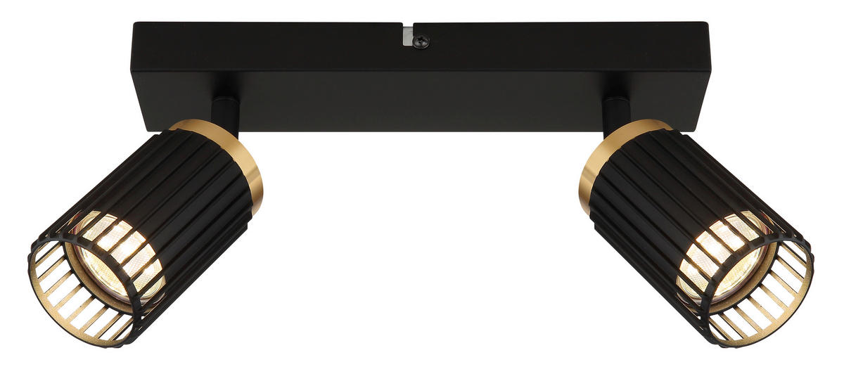 GLOBO Strahler mattschwarz Aluminium Metall B/H/T/L: ca. 12,5x15,5x26x26 cm GU10 2 Brennstellen Korben - mattschwarz (26,00/12,50/15,50cm) - GLOBO
