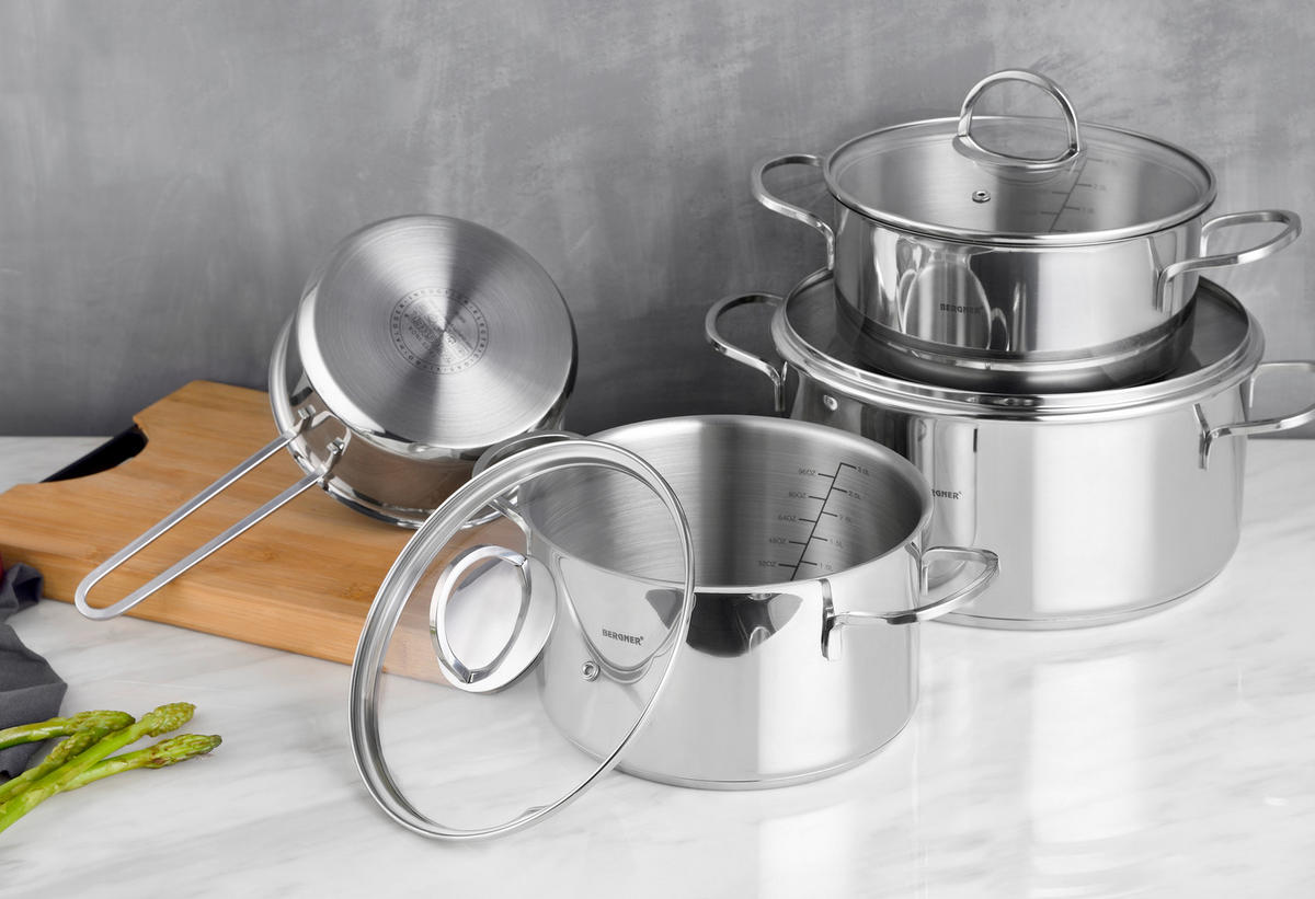 BERGNER Topfset Classic silber Edelstahl 6 tlg. Classic - silber - BERGNER