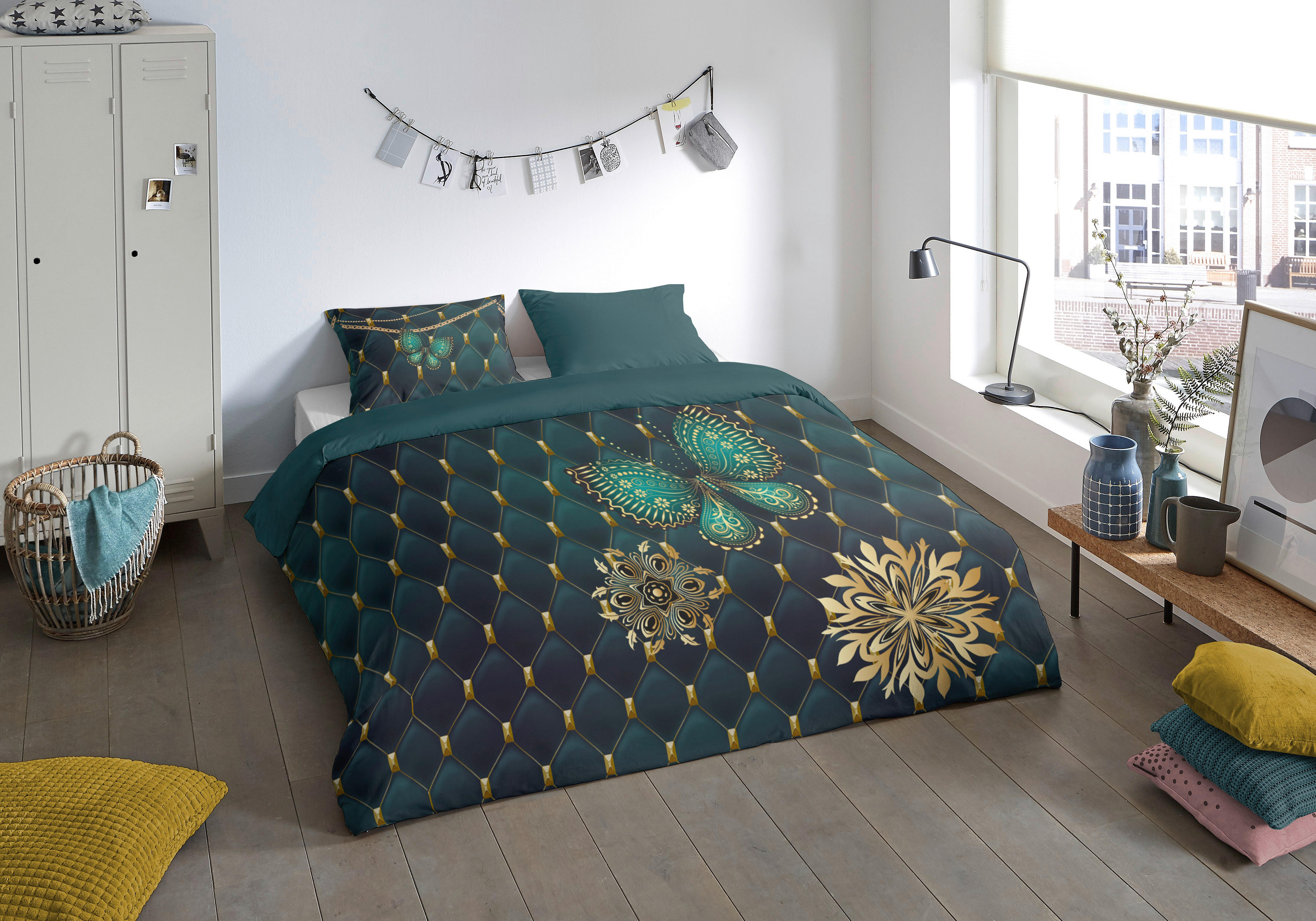 Bettwäsche Lavanya petrol Polyester B/L: ca. 135x200 cm Lavanya - petrol (135,00/200,00cm) - Pure
