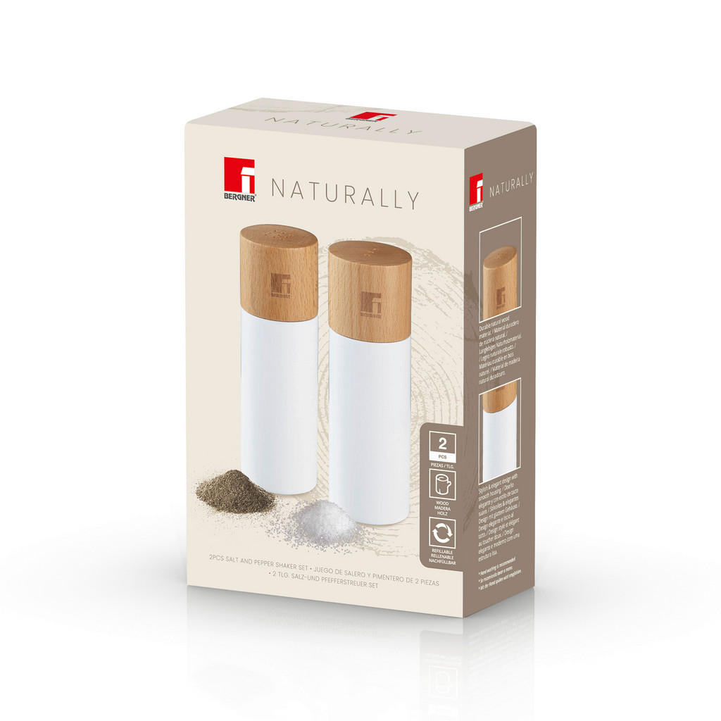 Thumbnail - BERGNER Salz-/Pfefferstreuer NATURALLY weiß Holz B/H/L: ca. 5,5x16x10,5 cm