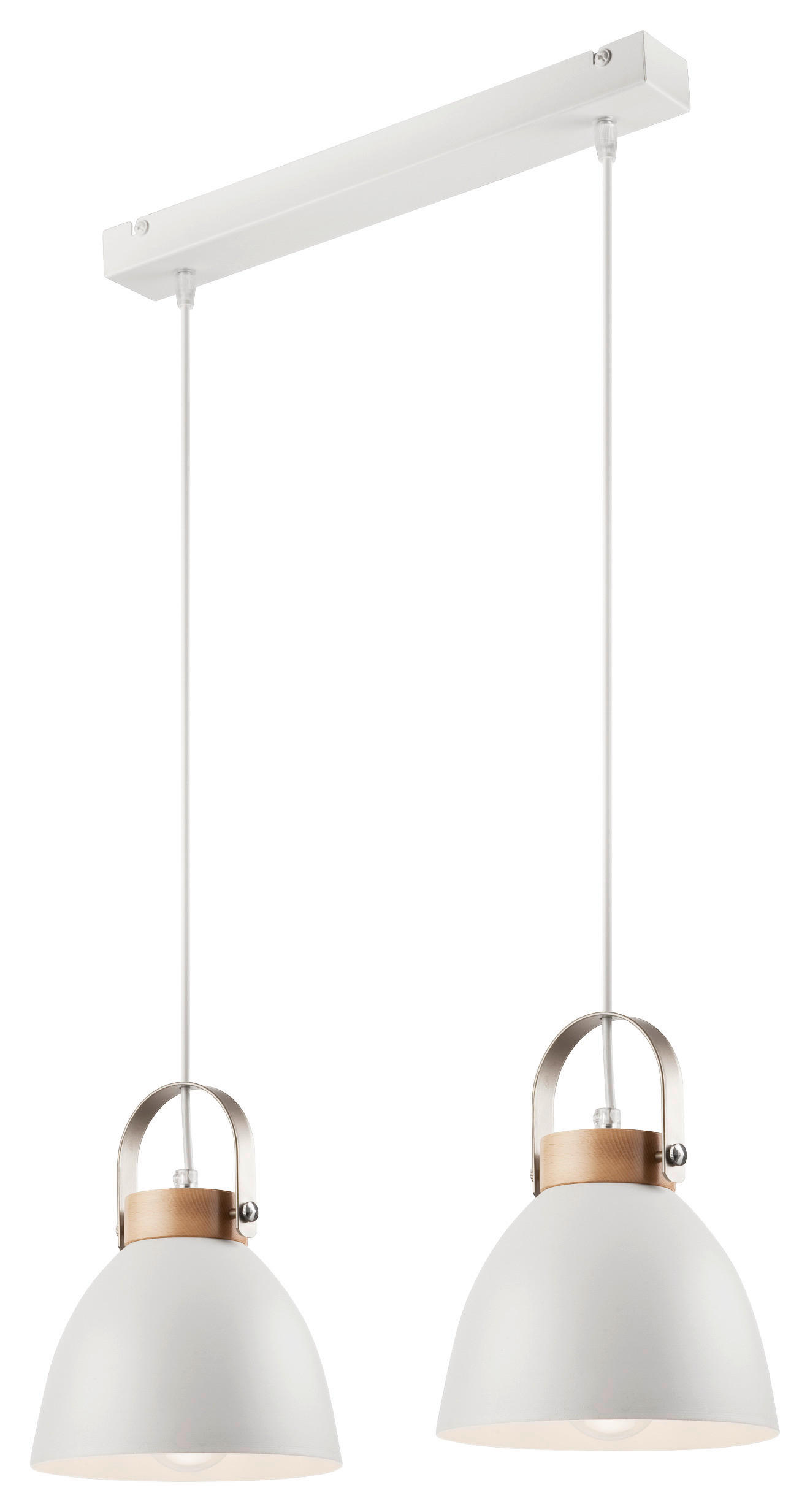 Lamkur Pendelleuchte DANIELLE 31804 weiß Stahl Holz H/L: ca. 76x47 cm E27 2 Brennstellen Danielle - weiß (47,00cm) - Lamkur