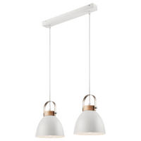 Lamkur Pendelleuchte DANIELLE 31804 weiß Stahl Holz H/L: ca. 76x47 cm E27 2 Brennstellen Danielle - weiß (47,00cm) - Lamkur