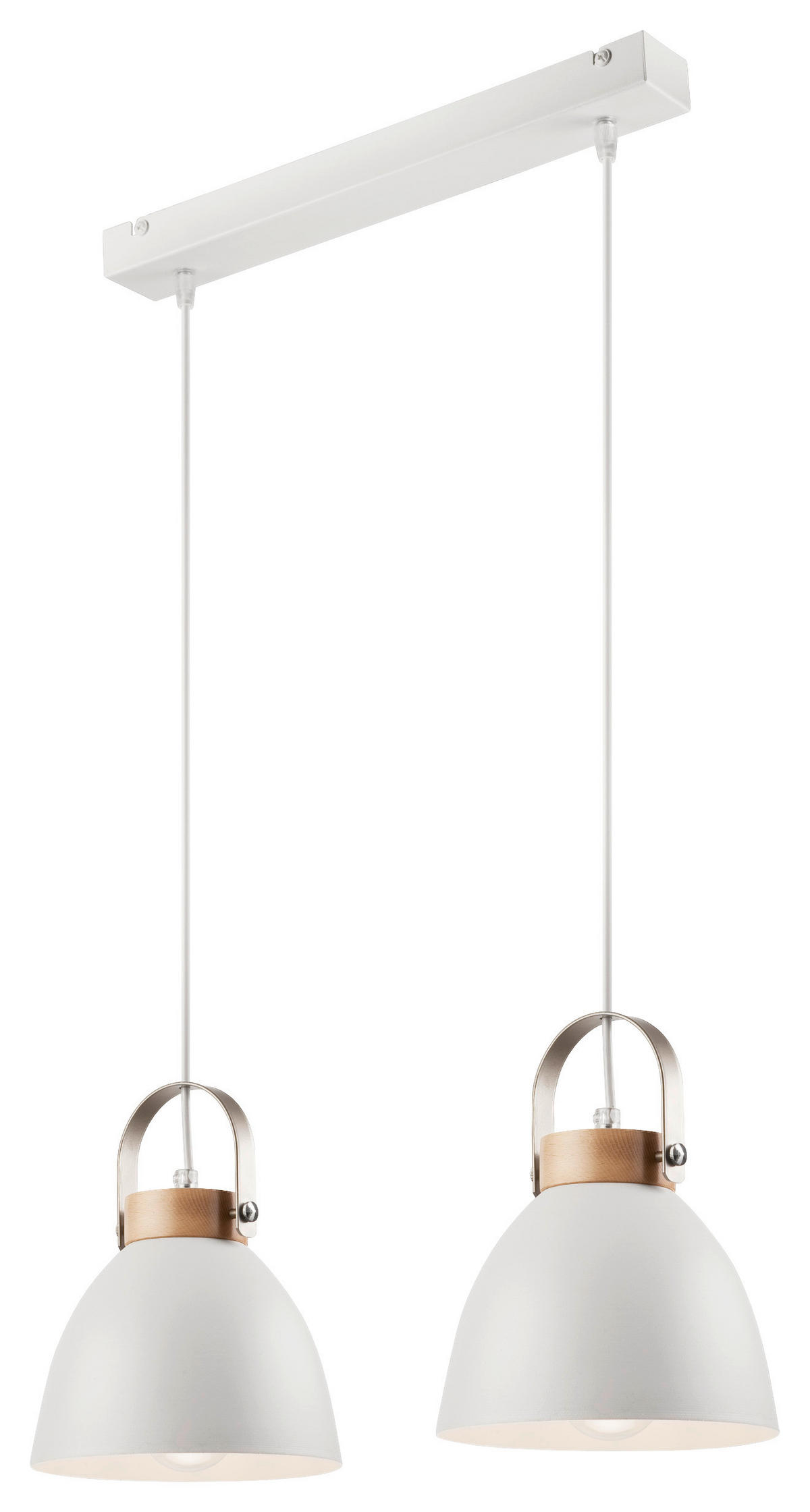Lamkur Pendelleuchte DANIELLE 31804 weiß Stahl Holz H/L: ca. 76x47 cm E27 2 Brennstellen Danielle - weiß (47,00cm) - Lamkur
