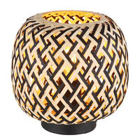 GLOBO Tischleuchte natur schwarz Metall H/D: ca. 19,5x20 cm E27 1 Brennstellen COLLY - natur/schwarz (20,00/19,50cm) - GLOBO