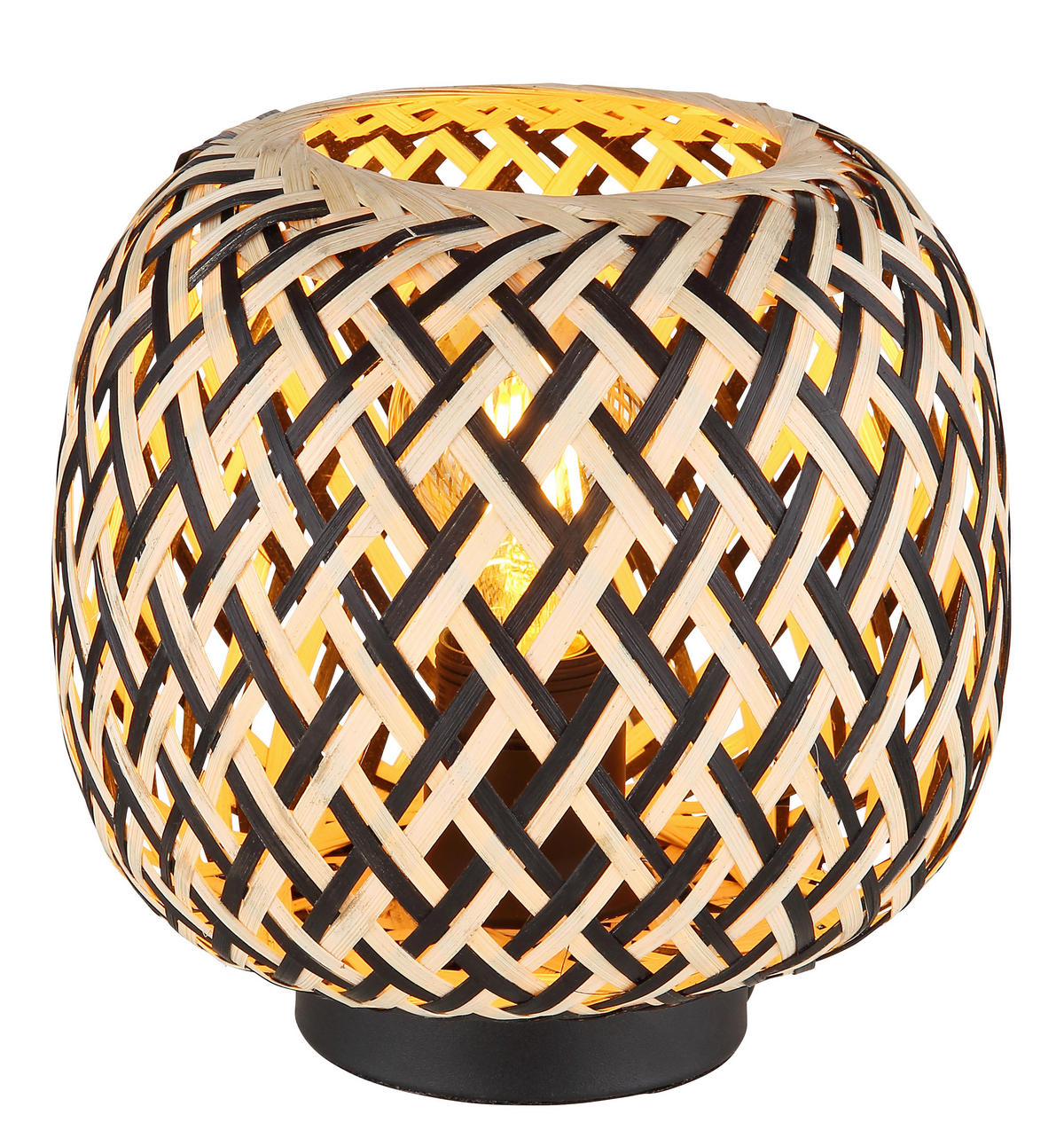GLOBO Tischleuchte natur schwarz Metall H/D: ca. 19,5x20 cm E27 1 Brennstellen COLLY - natur/schwarz (20,00/19,50cm) - GLOBO