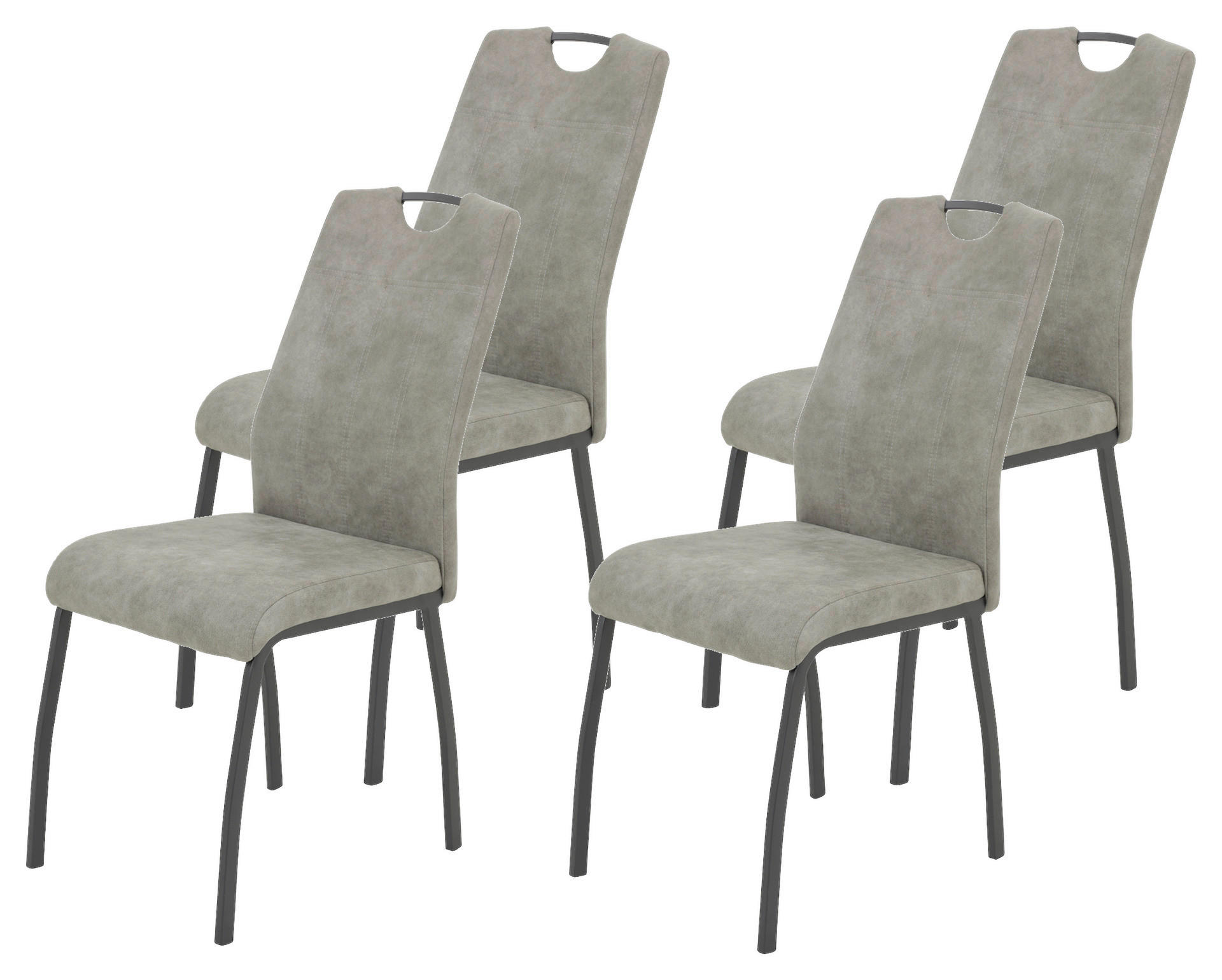 Stuhl 4er Set ELIF III grau Vintage grau Microfaser Metall B/H/T: ca. 44x96x64 cm 4er Set ELIF III - grau (44,00/96,00/64,00cm) - Hela