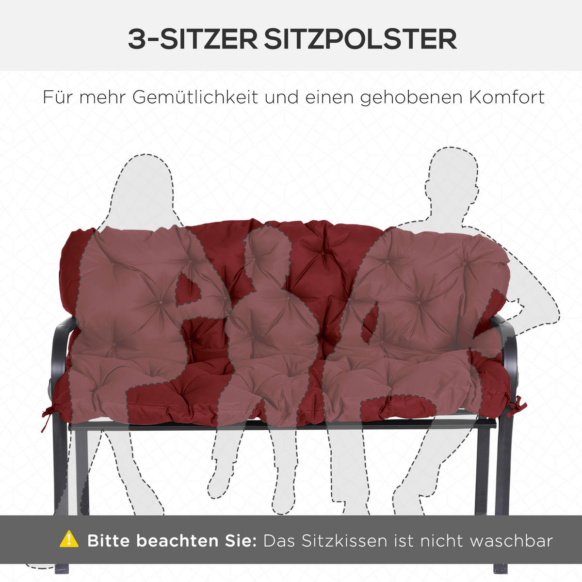Outsunny Bankauflage rot Polyester B/H/L: ca. 150x8x98 cm Bankauflage - rot (98,00/150,00/8,00cm) - Outsunny