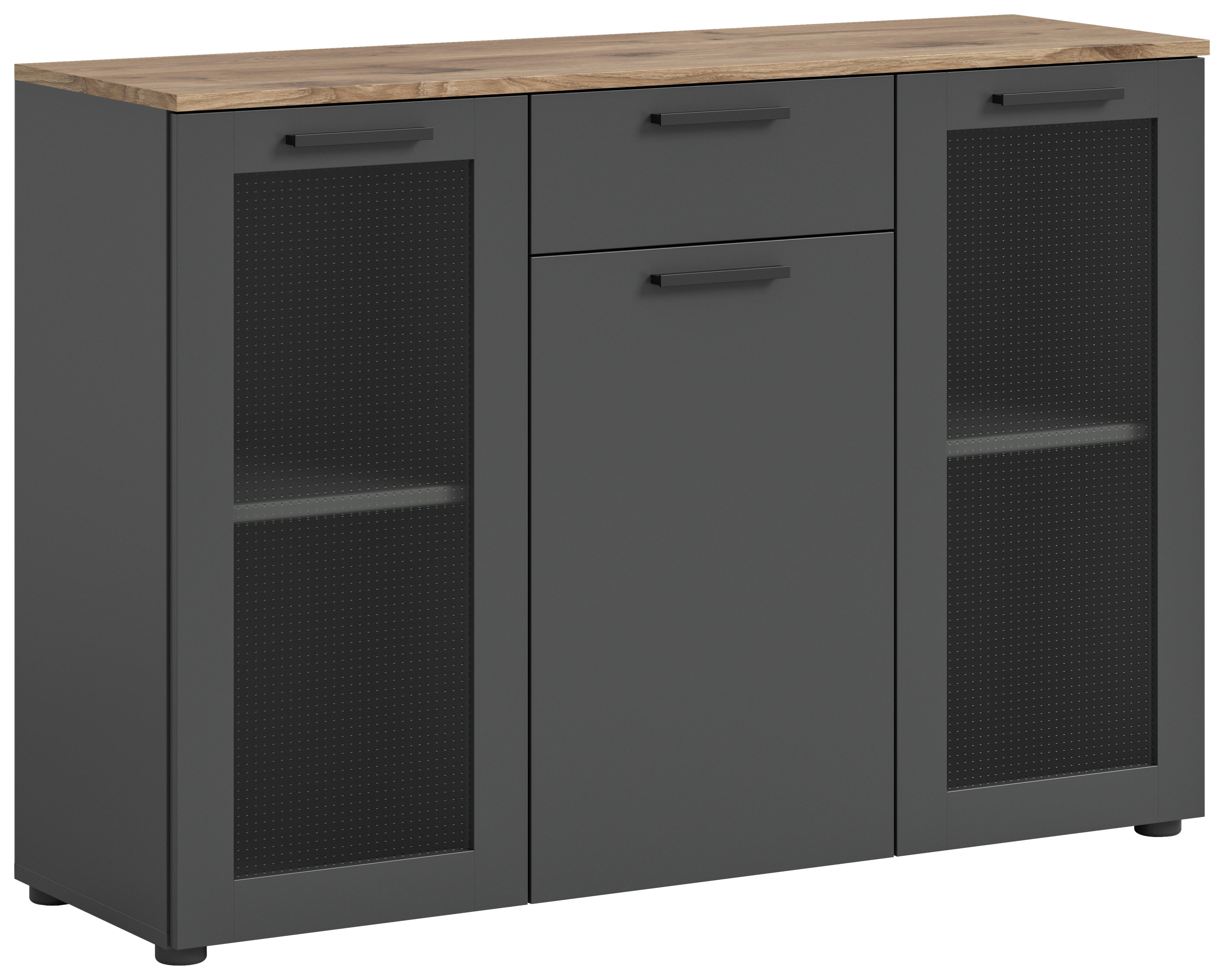 Sideboard Niklas anthrazit Eiche Nox Oak Nachbildung B/H/T: ca. 120x84x35 cm Niklas - Eiche/anthrazit (120,00/84,00/35,00cm)