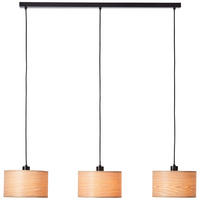 Brilliant Pendelleuchte  Romm 99491/76 natur schwarz Holz Metall B/H/T: ca. 110x120x25 cm E27 3 Brennstellen Pendelleuchte Romm 99491/76 - natur/schwarz (110,00/120,00/25,00cm) - Brilliant