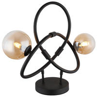 GLOBO LED-Tischleuchte 10676 amber mattschwarz Metall Glas B/H/T: ca. 15x38,5x46 cm 2 Brennstellen TUBERIUS - mattschwarz/amber (15,00/38,50/46,00cm) - GLOBO