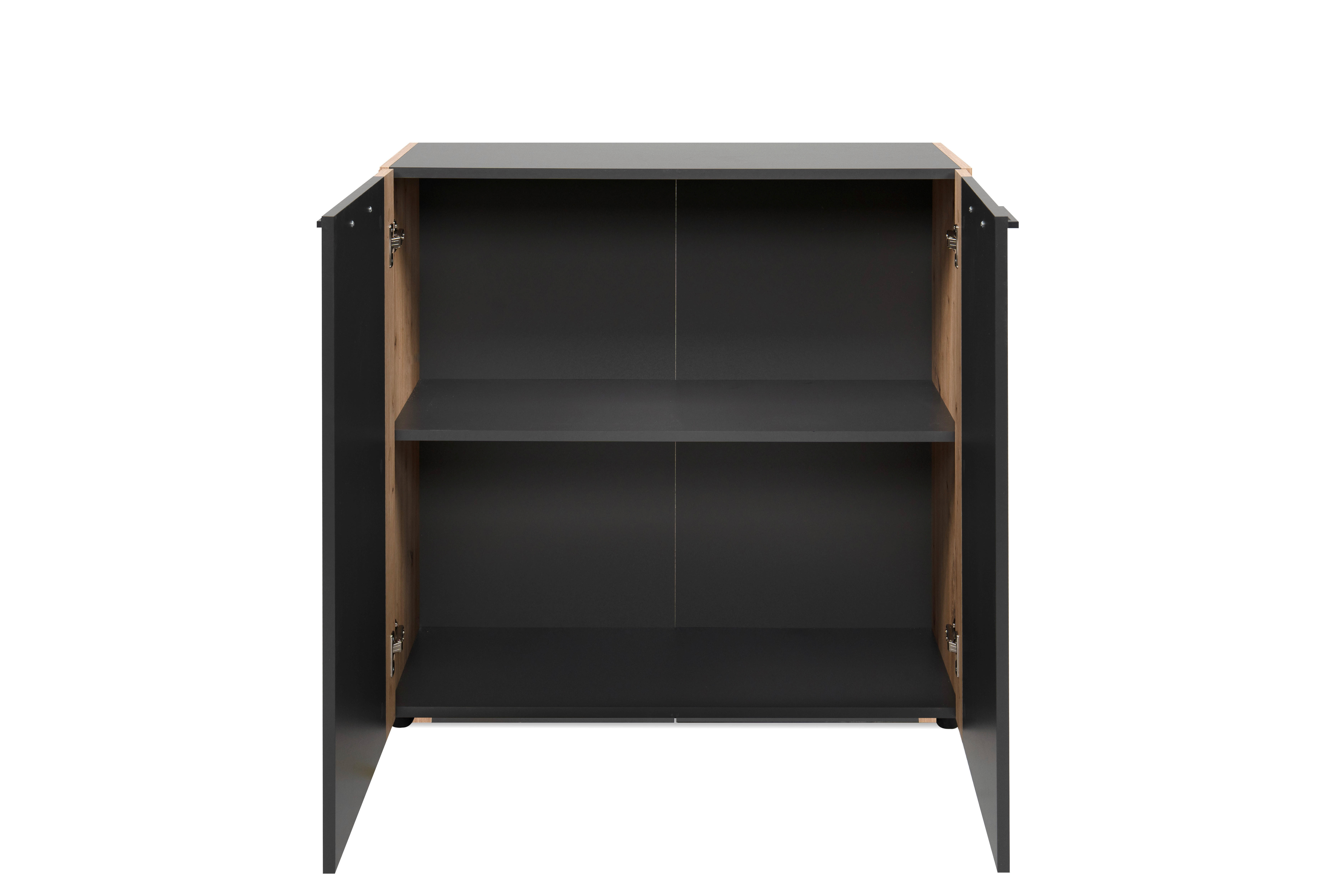 Kommode Cento anthrazit Eiche Artisan Oak Nachbildung B/H/T: ca. 89x83x35 cm Cento - Eiche/anthrazit (89,00/83,00/35,00cm)