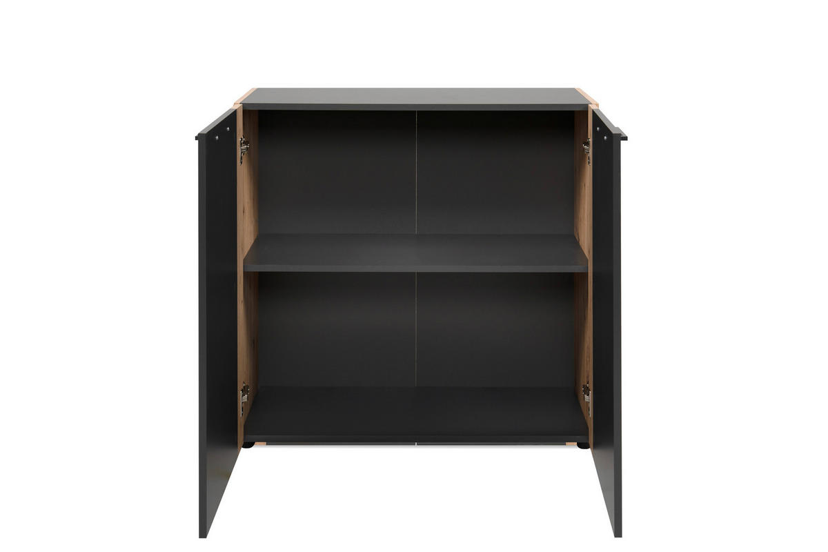 Kommode Cento anthrazit Eiche Artisan Oak Nachbildung B/H/T: ca. 89x83x35 cm Cento - Eiche/anthrazit (89,00/83,00/35,00cm)