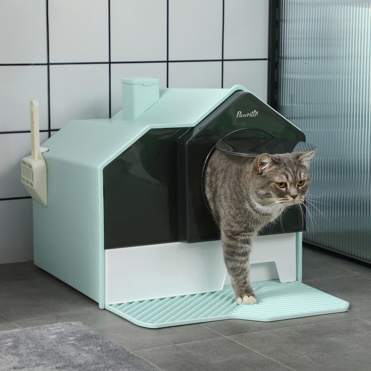 PawHut Katzen-Zubehör hellblau Edelstahl B/H/L: ca. 45x47x42 cm Katzentoilette - hellblau (42,00/45,00/47,00cm) - PawHut