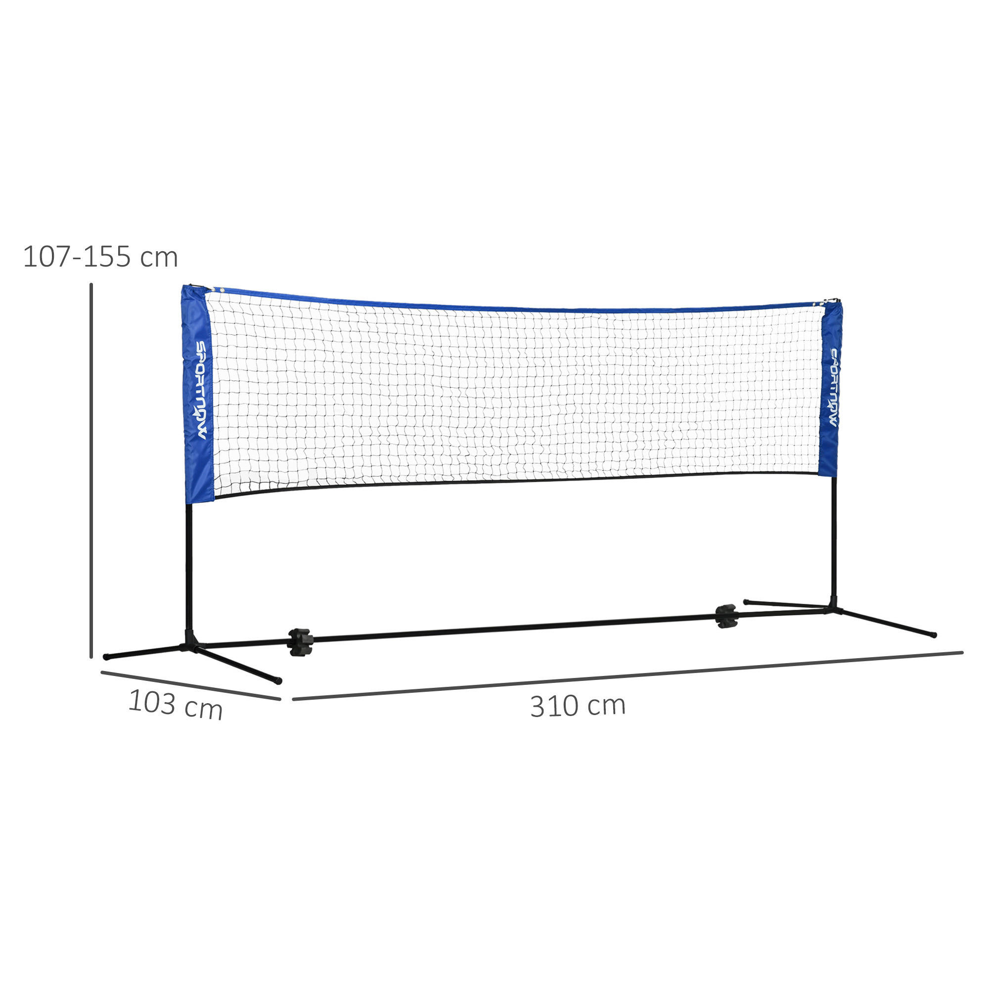 SPORTNOW Outdoor-Aktivitäten blau Edelstahl B/H/L: ca. 103x310x155 cm Badmintonnetz - blau (155,00/103,00/310,00cm) - SPORTNOW