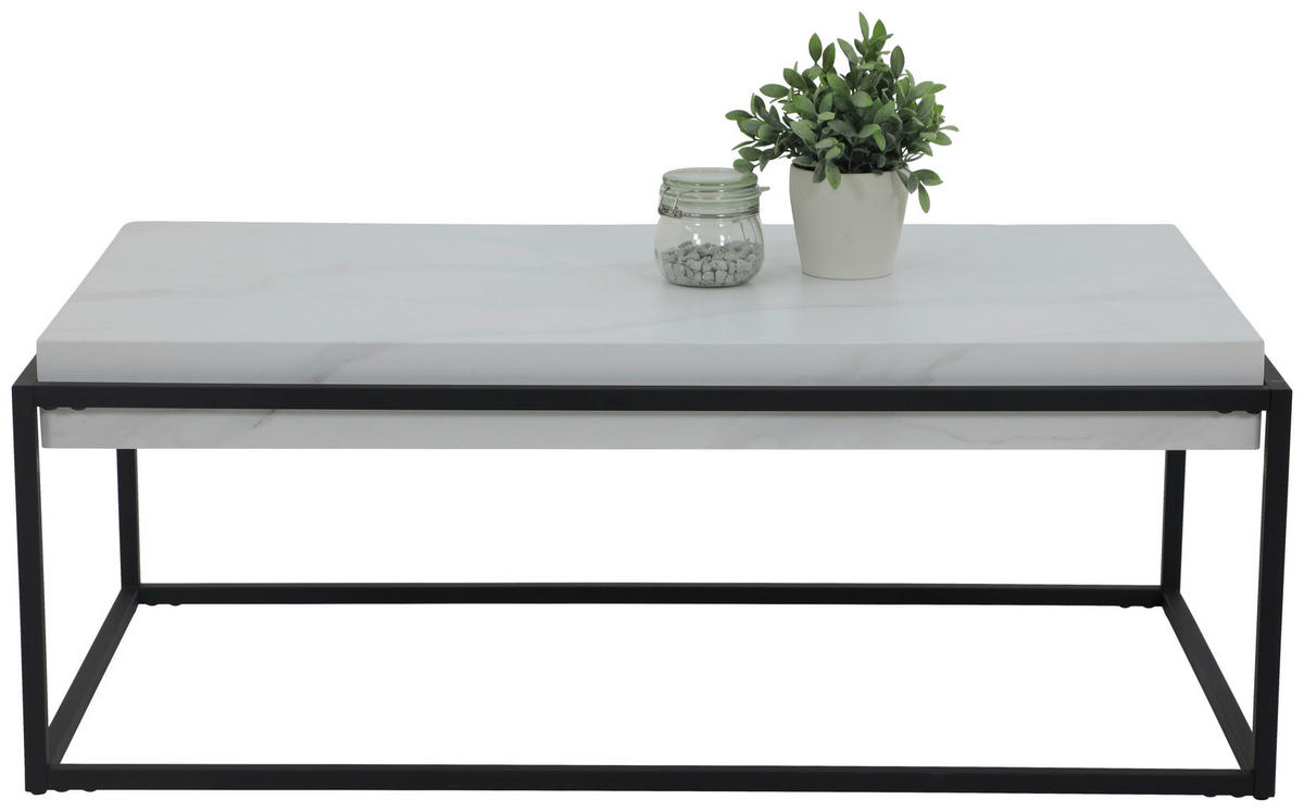 Couchtisch Carlos weiß Marmor Nachbildung B/H/T: ca. 114x42x64 cm Carlos - weiß/schwarz (114,00/42,00/64,00cm)