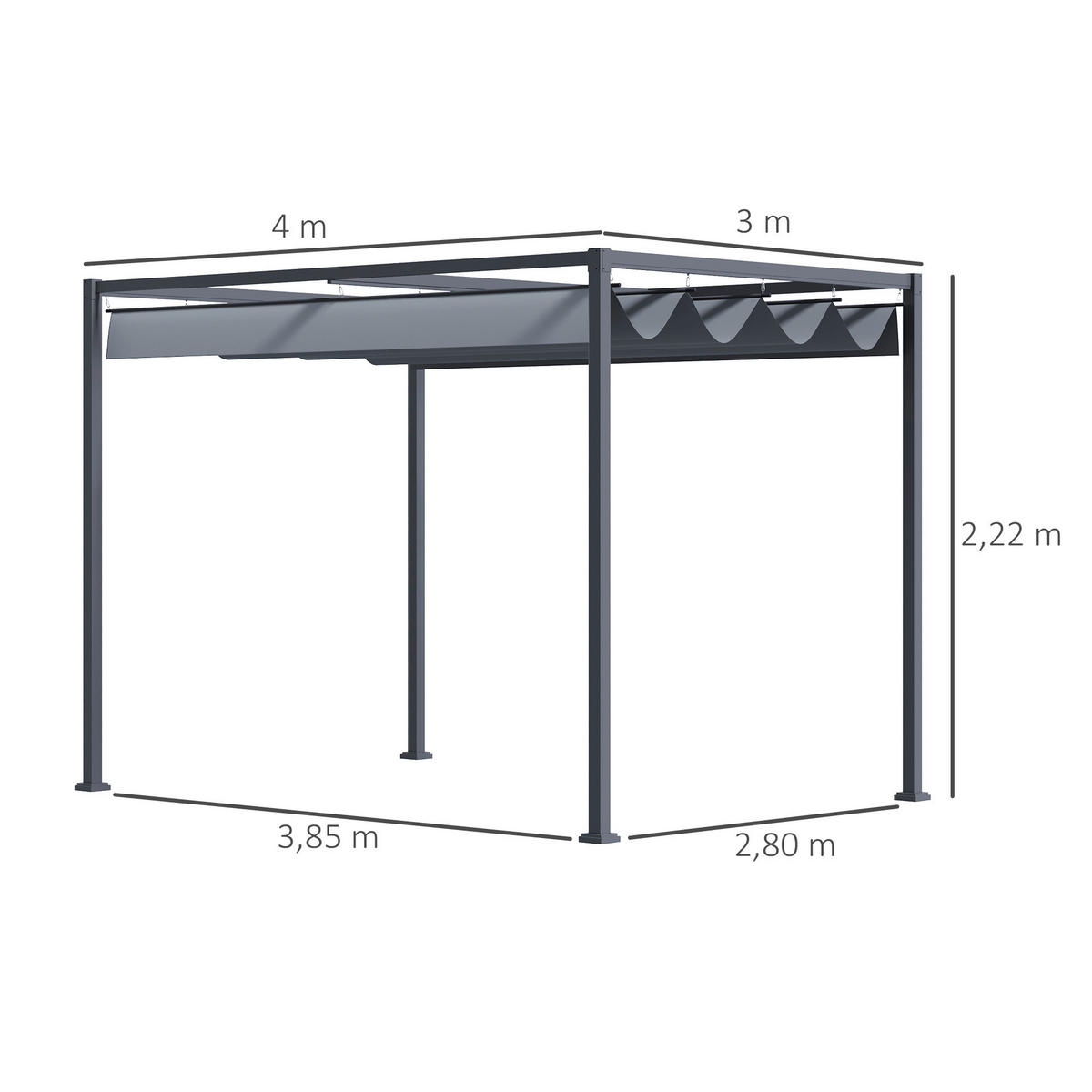 Outsunny Pergola dunkelgrau Stahl B/H/L: ca. 300x222x400 cm Pergola - dunkelgrau (400,00/300,00/222,00cm) - Outsunny